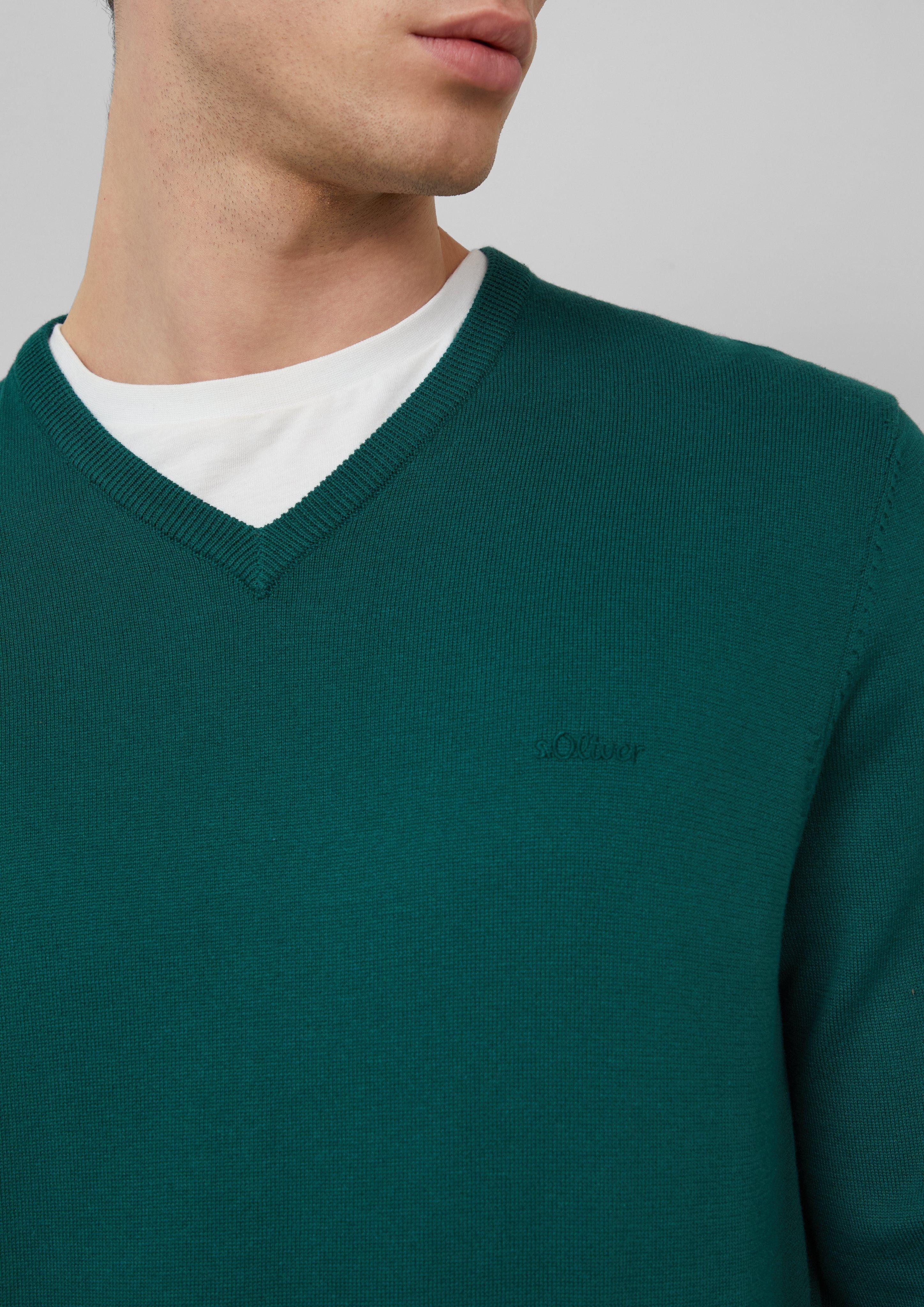 s.Oliver Strickpullover Strickpullover mit Logo-Stickerei Logo günstig online kaufen