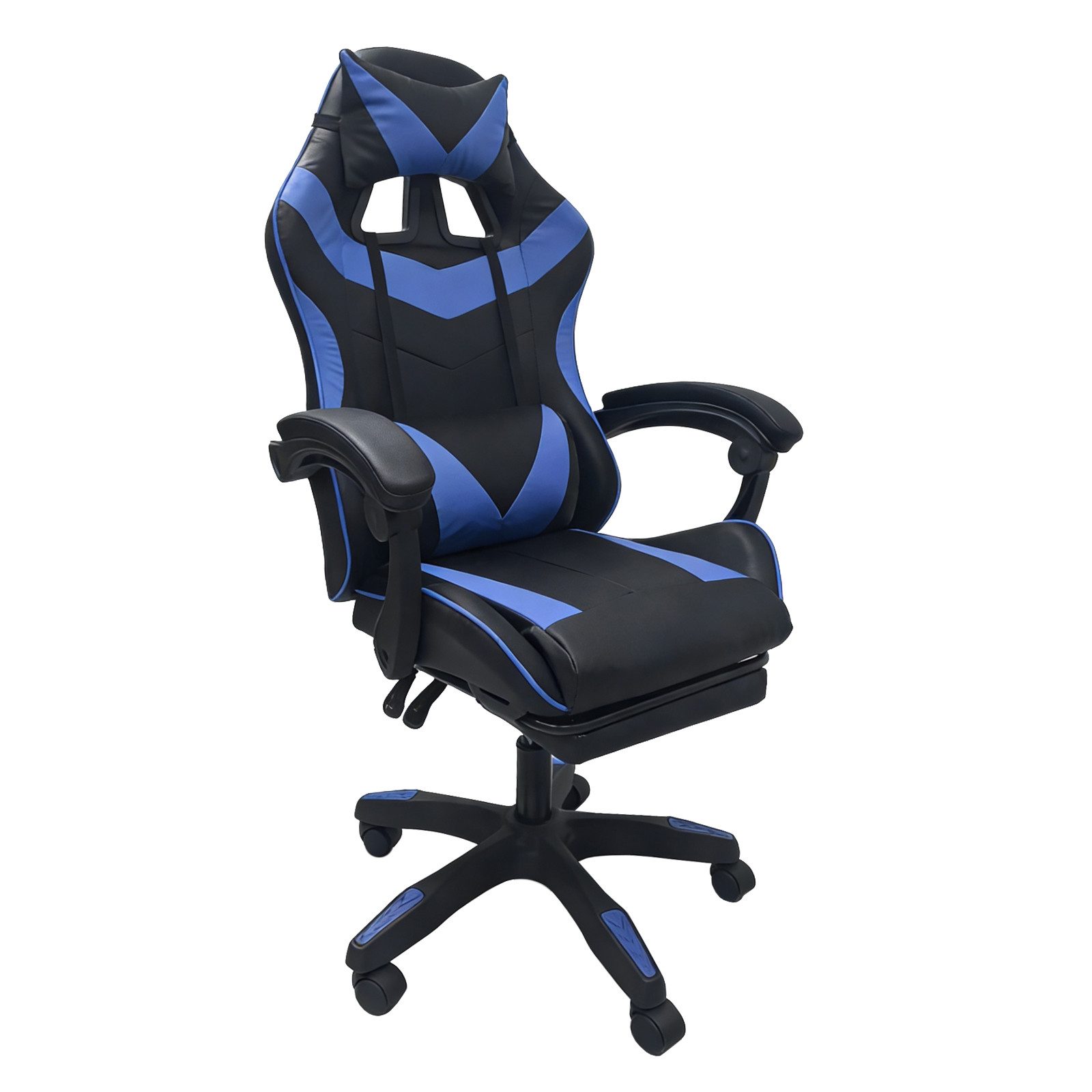 HTI-Living Gaming-Stuhl Ergonomischer Gaming Stuhl mit Fußstütze Racing-Design Schwarz-Blau (Stück, 1 St)
