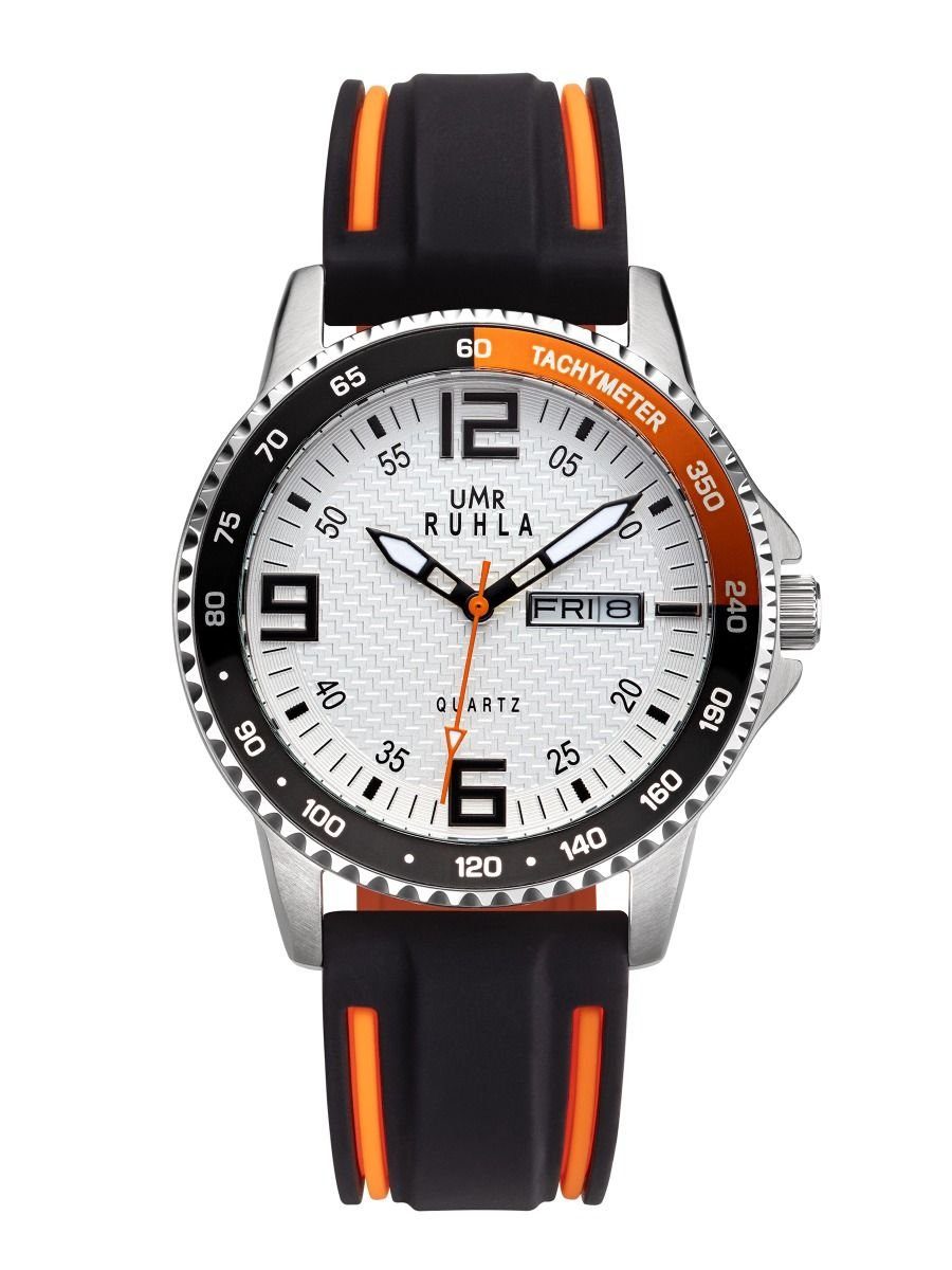 UMR Ruhla Quarzuhr Sport Herrenuhr, Weiß-Orange, Silikonband, Ø 40 mm, 3900 günstig online kaufen