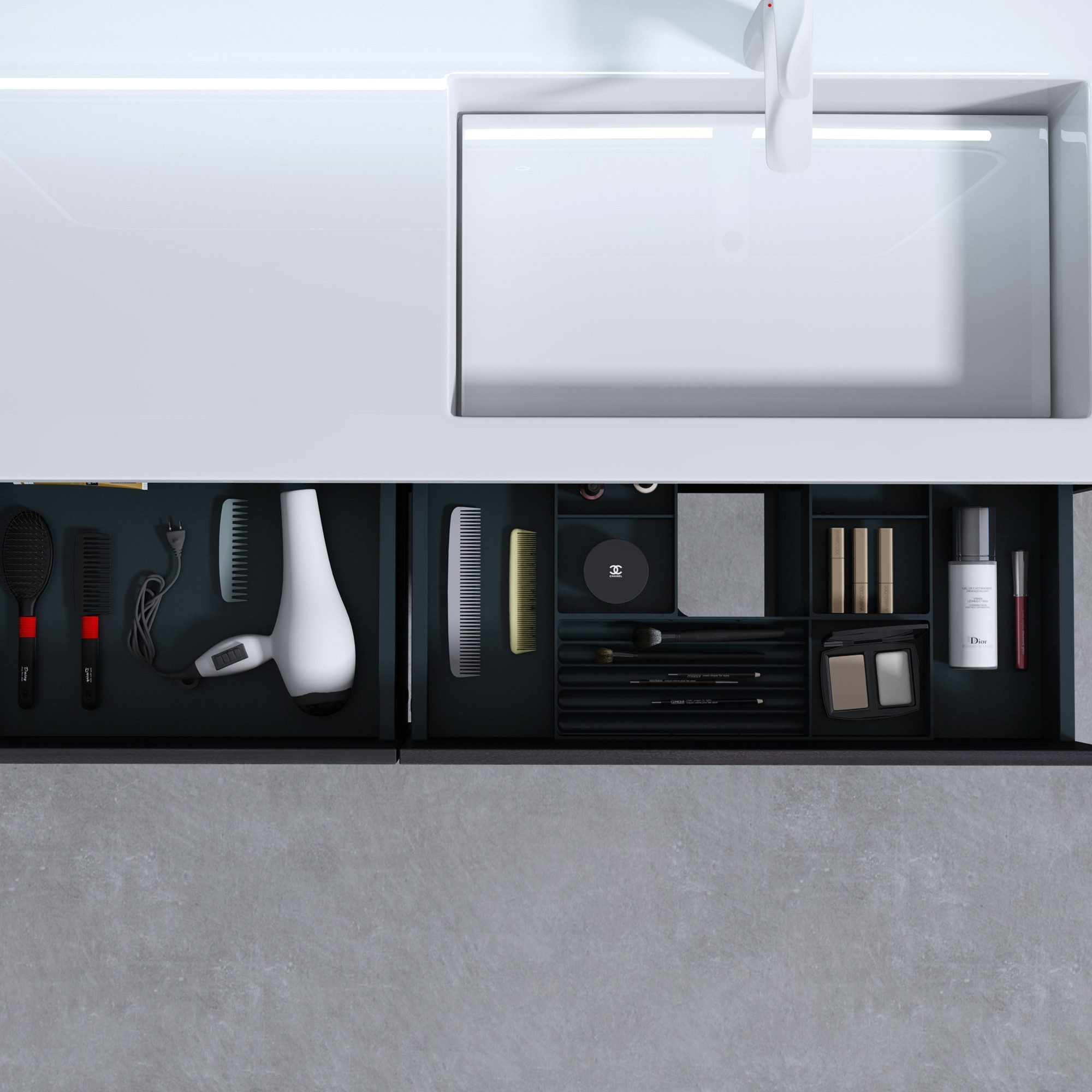 doporro Badmöbel-Set Waschtisch mit Unterschrank aus Holz mit Soft-Close MDF Moment