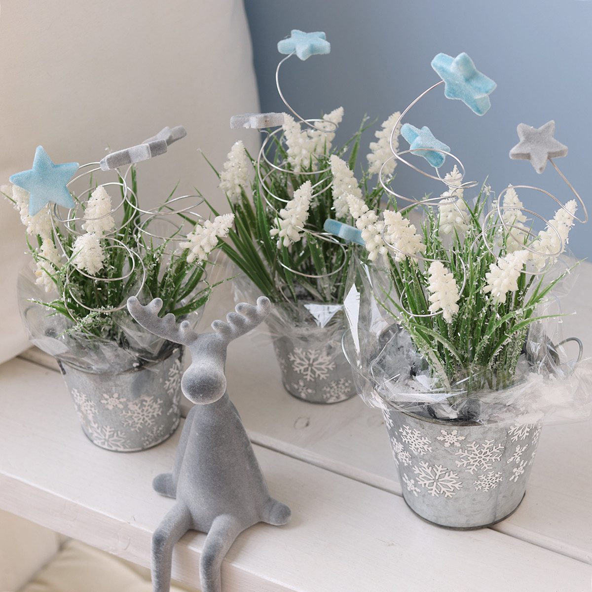 Florists Products Weihnachtsmann Deko Sterne Beflockt Blau Ø4/5cm 40 St Weihnachtsdeko, 40 Stück