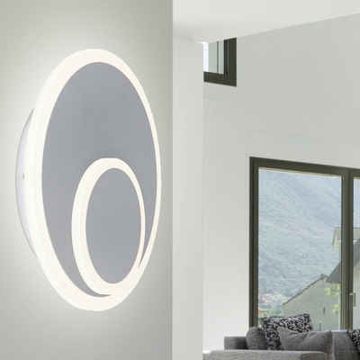 etc-shop LED Wandleuchte, LED-Leuchtmittel fest verbaut, Warmweiß, Wandleuchte LED Innen Wohnraum rund modern Wandlampe Scheibe