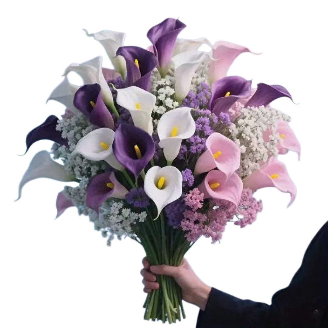 Kunstblumenstrauß Calla-Lilien Künstliche Blumen Künstliche Schleierkraut Blumenstrauß, Zaewry, für Hochzeit Partei Tischaufsätze Blumenarrangement Heim Küche Dekor