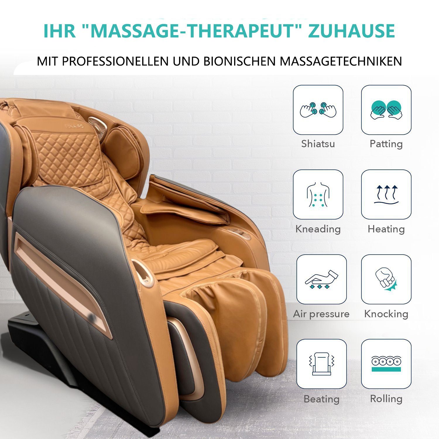 Massagestuhl NAIPO Ohne für Massagesessel, mit Zero-Gravity Gewerbe Wärmefunktion, Aufbauservice