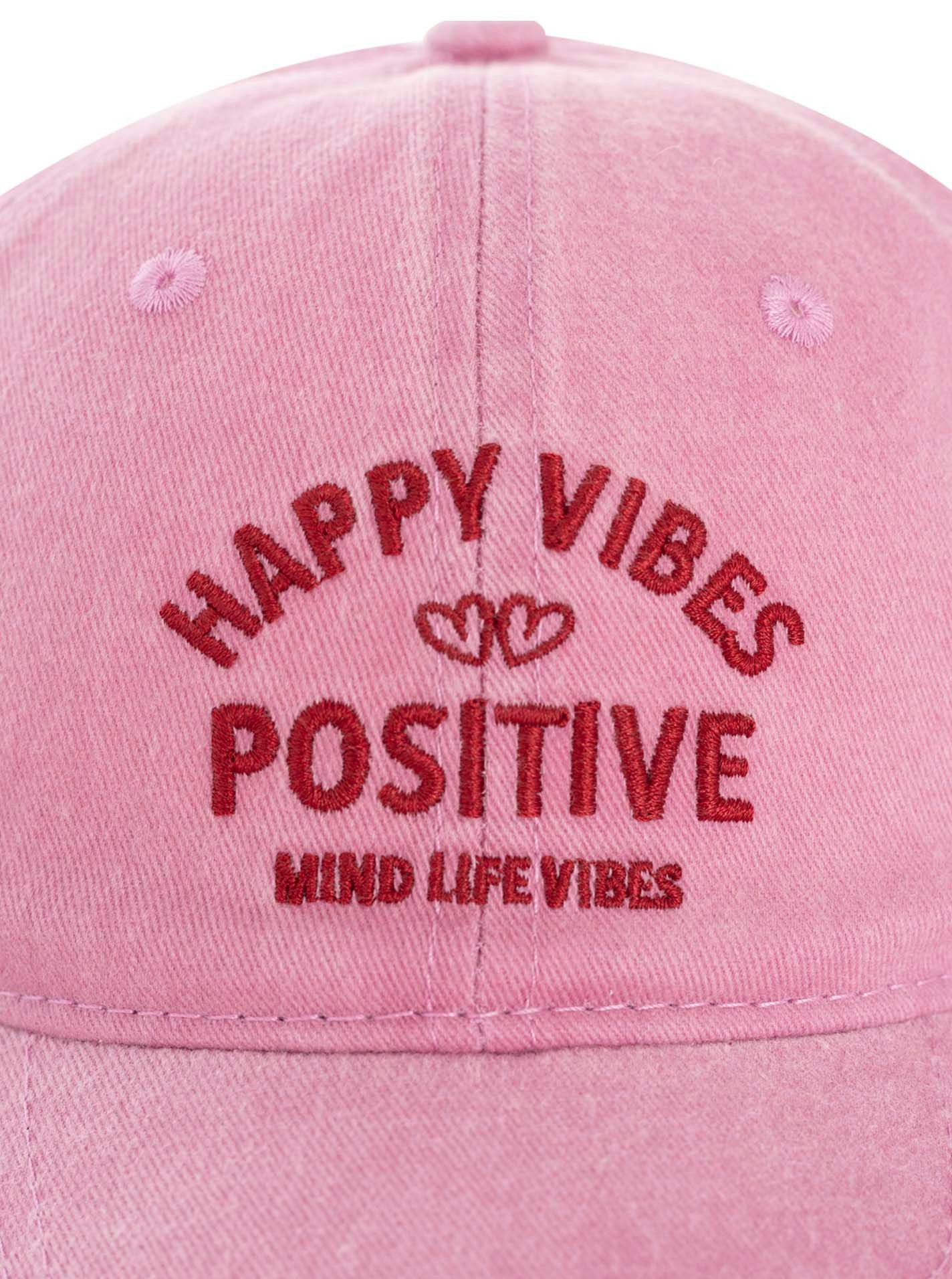 Zwillingsherz Baseball Cap "Happy Vibes" modernen Vintage-Look, Stickerei