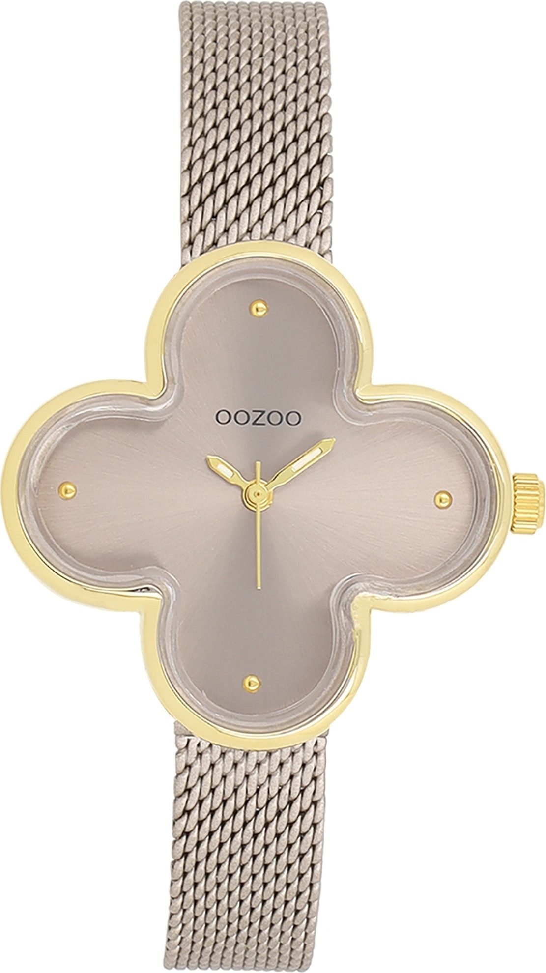OOZOO Quarzuhr Oozoo Damen Armbanduhr Timepieces Analog, (Analoguhr), Damenuhr kleeform, extragroß (ca 32x32mm) Metallarmband, Fashion-Style