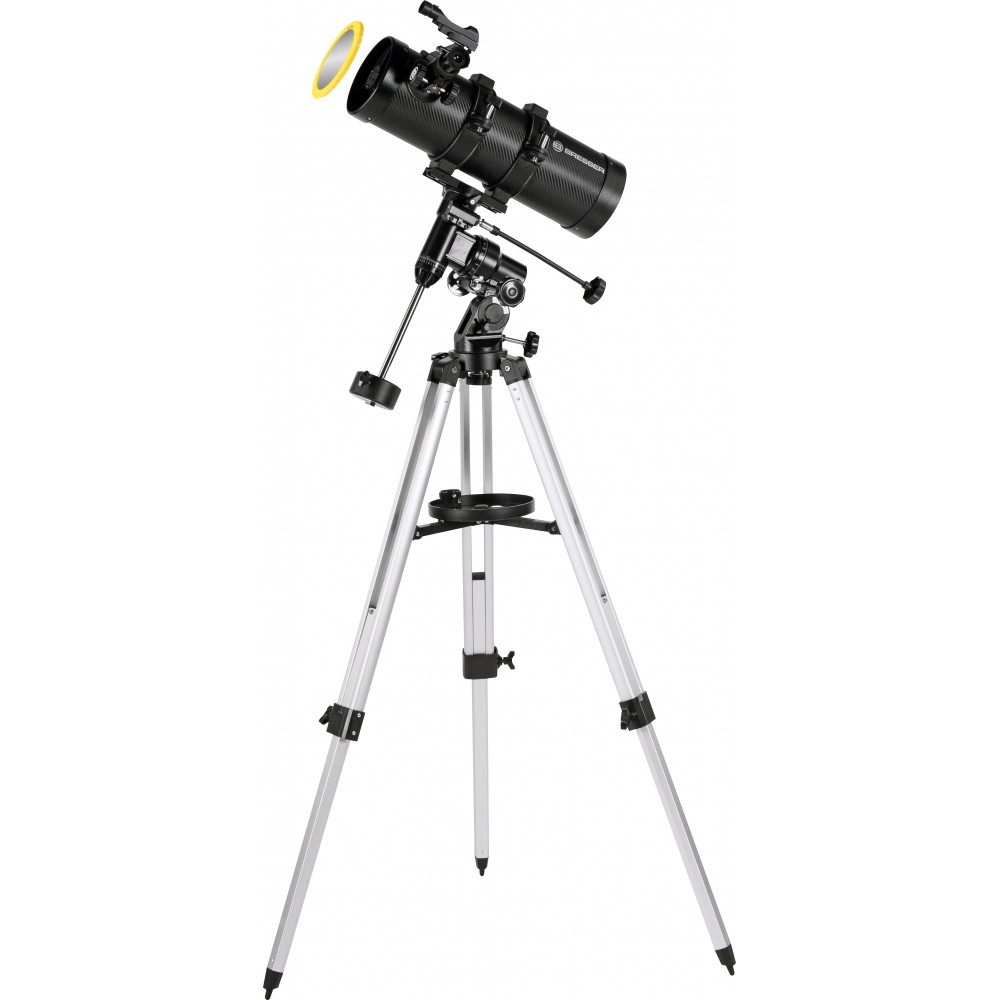 BRESSER Spiegelteleskop nach Newton Bresser Pluto 114/500 EQ Spiegelteleskop, Leistungsstarkes Teleskop für Einsteiger und Fortgeschrittene