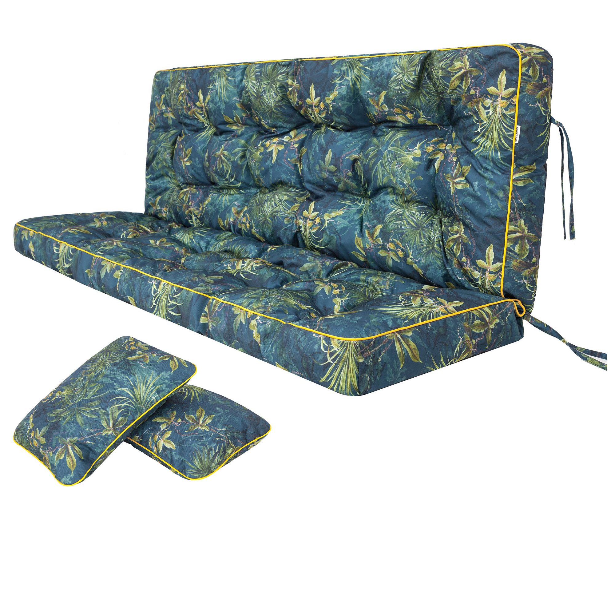 Hobbygarden Bankauflage Polsterauflage POLA 100, 120, 150 oder 180 cm, für Gartenbank & Hollywoodschaukel inkl. 2 Seitenkissen