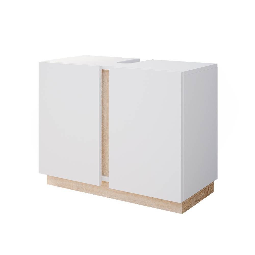 Vicco Waschbeckenunterschrank Gloria, Weiß/Sonoma, 70.4 x 55.5 cm mit 2 Türen (1-St)