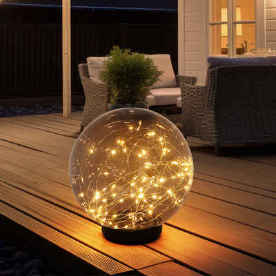 etc-shop LED Außen-Stehlampe, LED-Leuchtmittel fest verbaut, Warmweiß, LED Solar Außen Tisch Steck Lampe Garten Lichterkette Kugel
