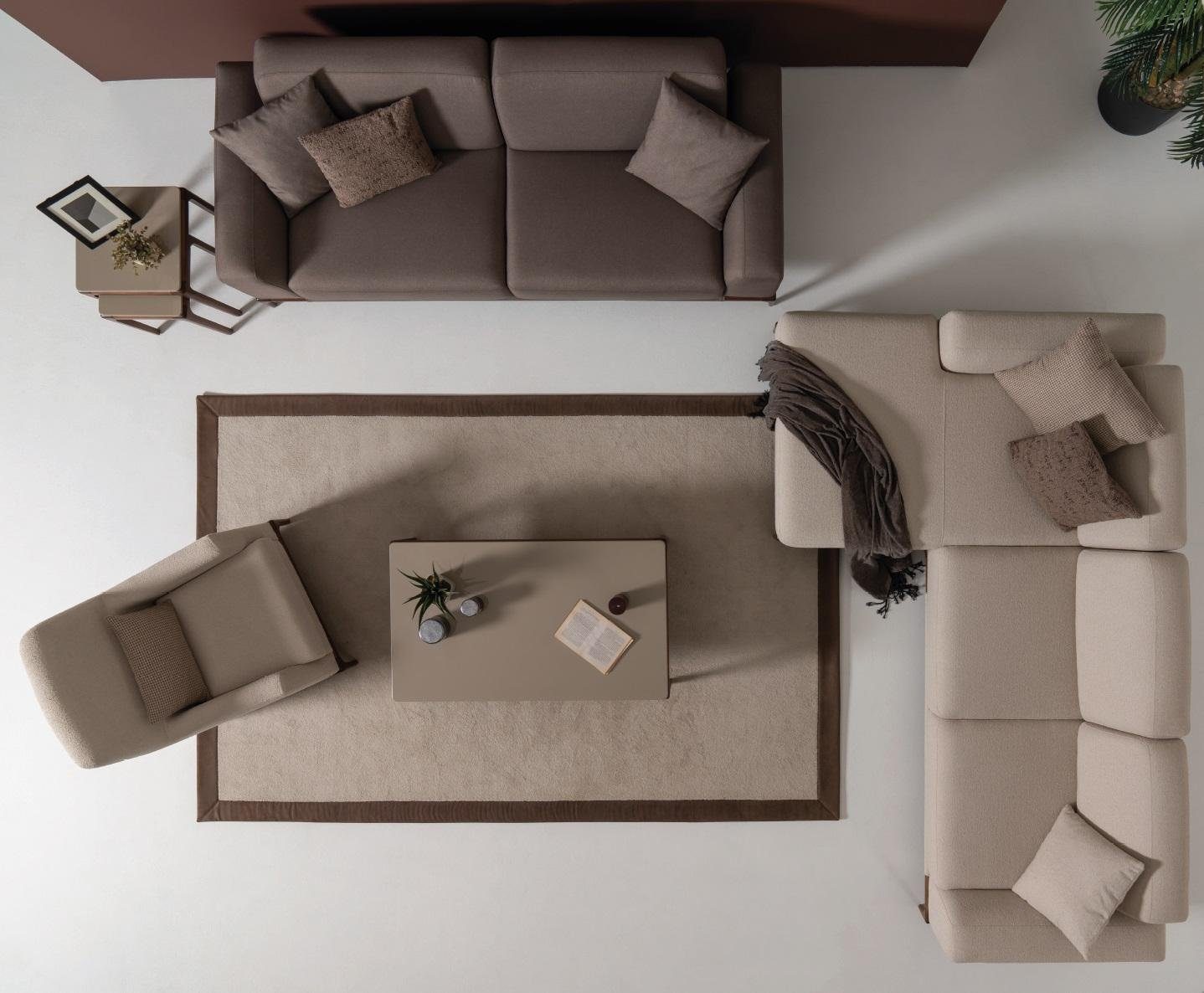 JVmoebel Wohnzimmer-Set, Wohnzimmer Ecksofa L-Form Sessel Sofa Couchtisch 3 2x Beistelltische