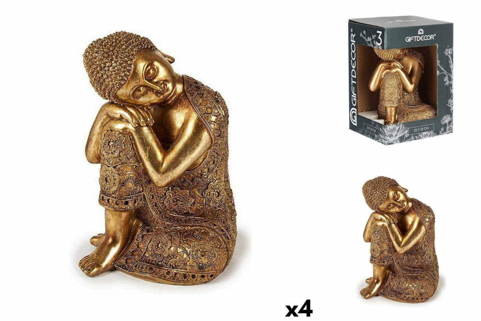 Decor Sitzend 20 cm Stück Gift Buddha 30 Gold x Deko-Figur 4 Dekoobjekt x 20
