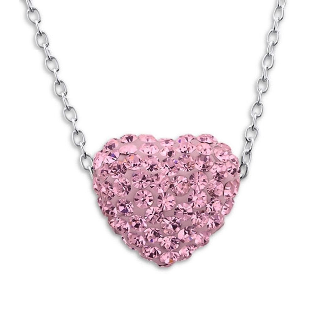 BUNGSA Ketten-Set Kette Herz mit 120 Kristallen aus 925 Silber Damen (1-tlg), Halskette Necklace