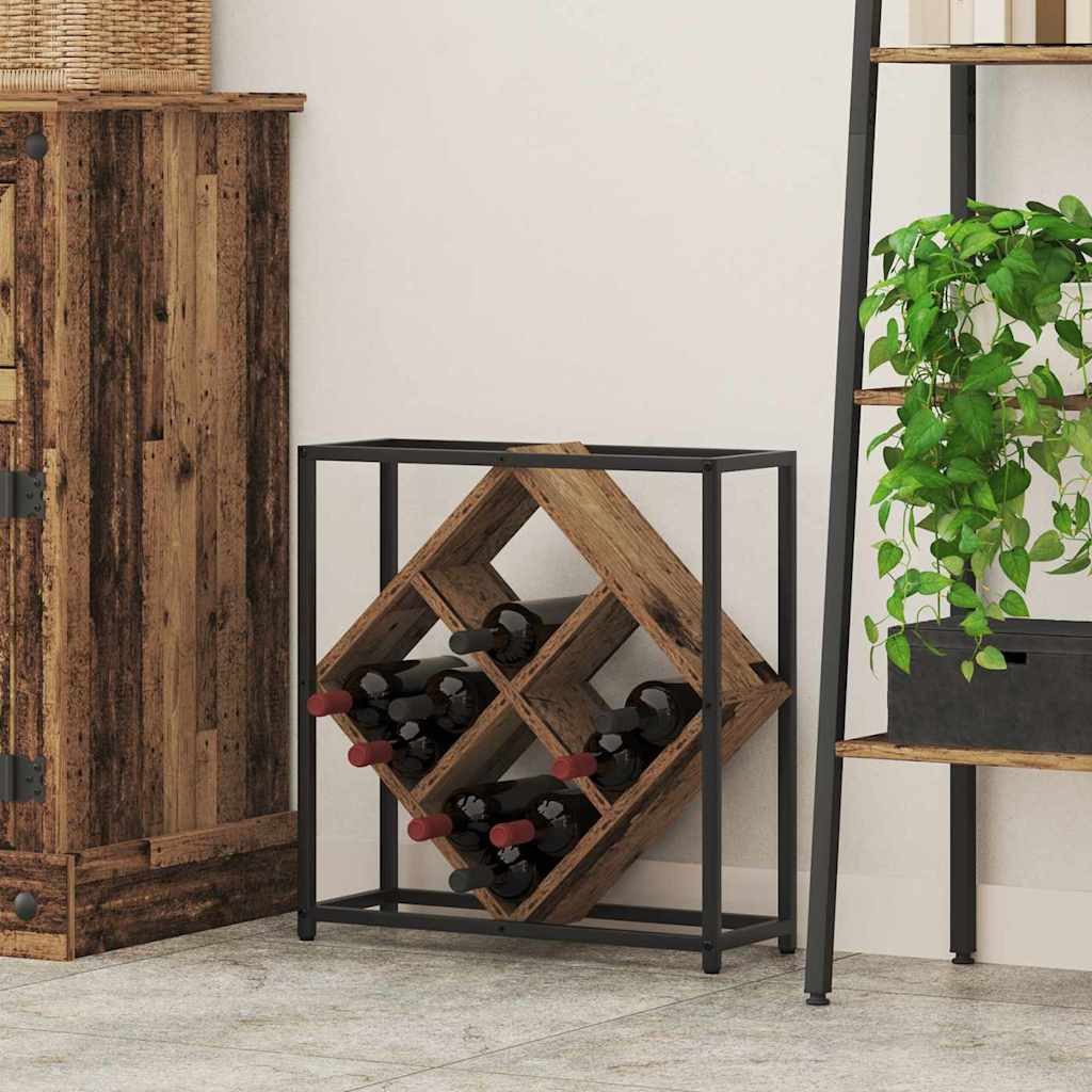 vidaXL Weinregal Weinregal 16 Flaschen Holzwerkstoff Altholz, 1-tlg.