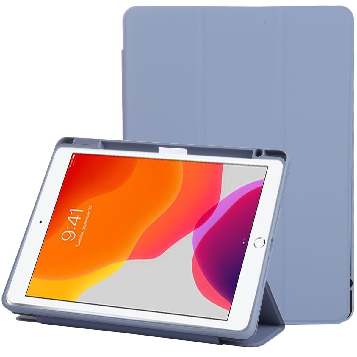 Wigento Tablet-Hülle Für Apple iPad 10.2 2019 / 2020 / 2021 teilbares 3folt  Wake UP Smart Cover Lila Tablet Tasche Hülle
