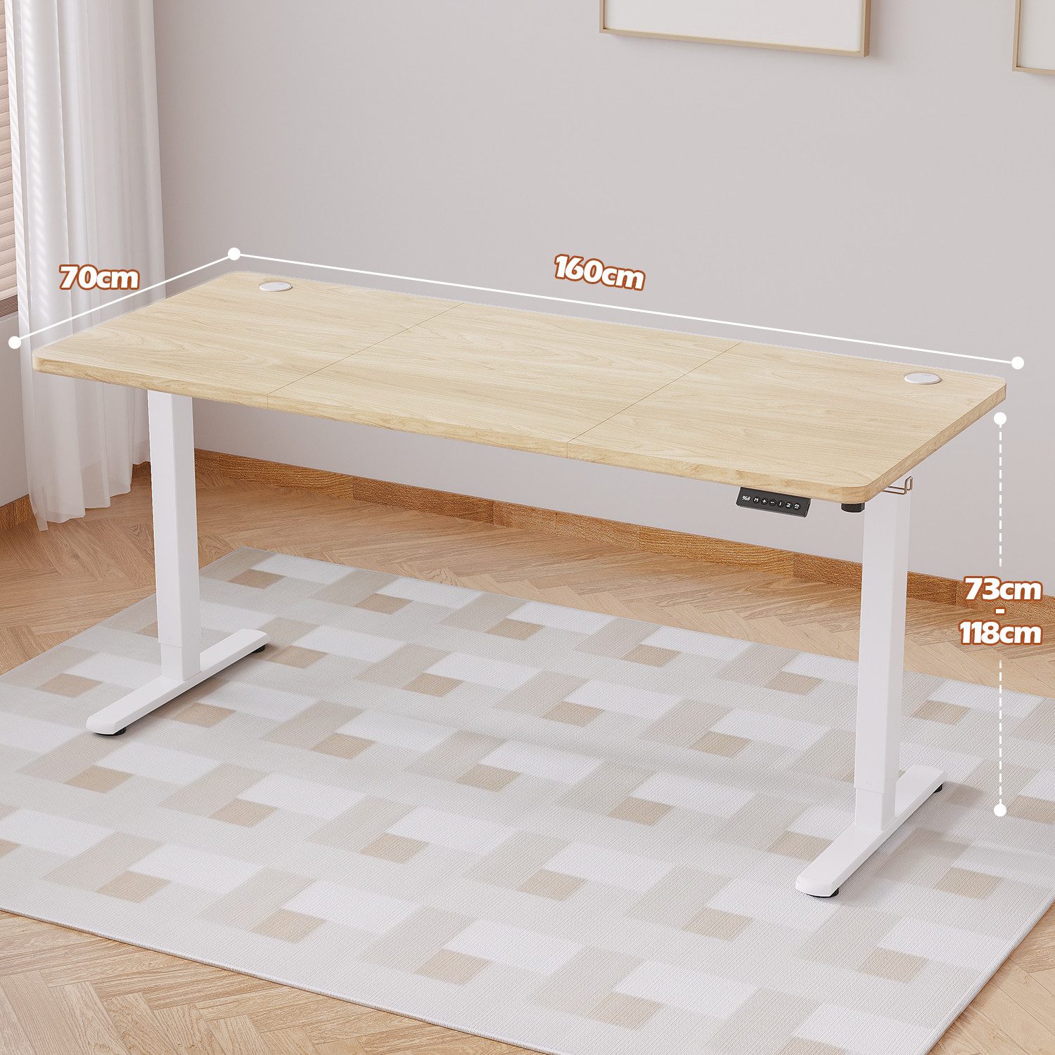 HOMALL Schreibtisch Schreibtisch Höhenverstellbarer mit Gedächtnis und Sitzerinnerung (2-lagige Hohenverstellung mit sitzender Erinnerungsfunktion und USB-Ladeanschluss)