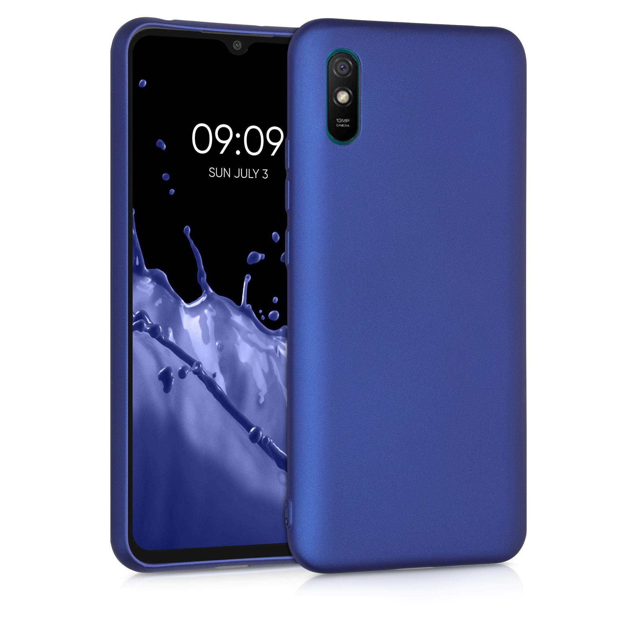 kwmobile Handyhülle Handyhülle für Xiaomi Redmi 9A / 9AT Hülle, Silikon Case metallisch schimmernd - Schutzhülle Cover
