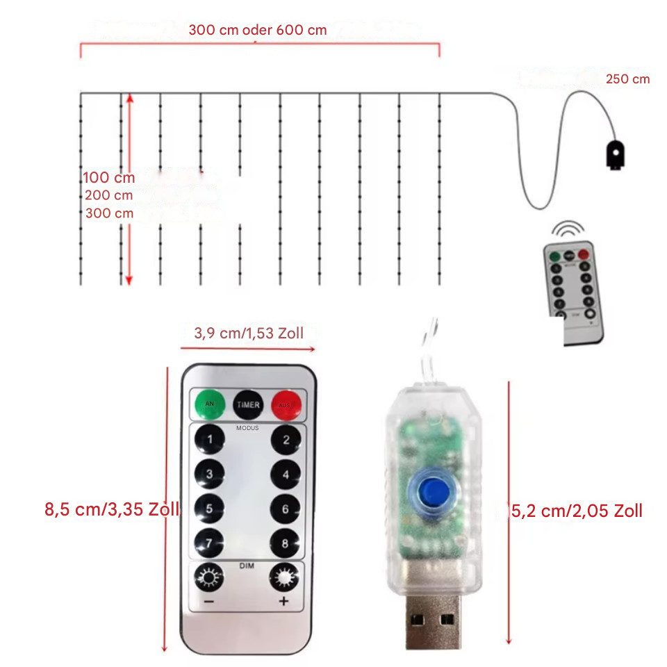 Montegoni LED-Lichterkette 3x2m 200 LED Vorhang günstig online kaufen