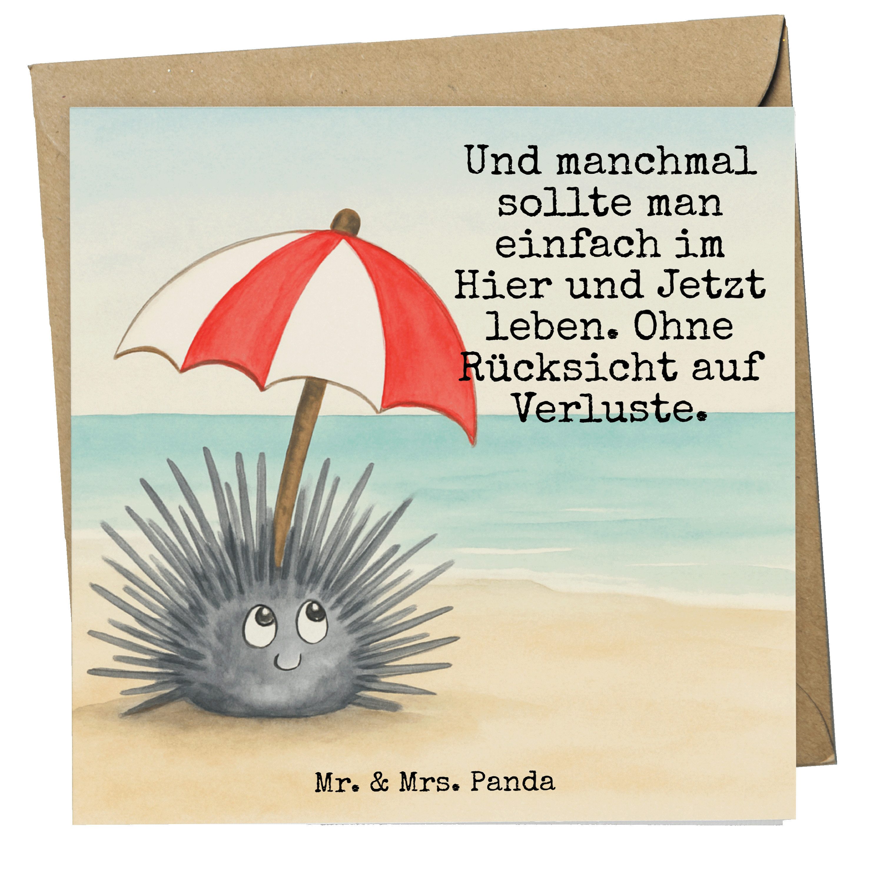 Mr. & Mrs. Panda Grußkarte Seeigel Design, Glückwunschkarte, Weiß, Grußkarte, Meer, anlasskarte, Klappkarte Meer anlasskarte