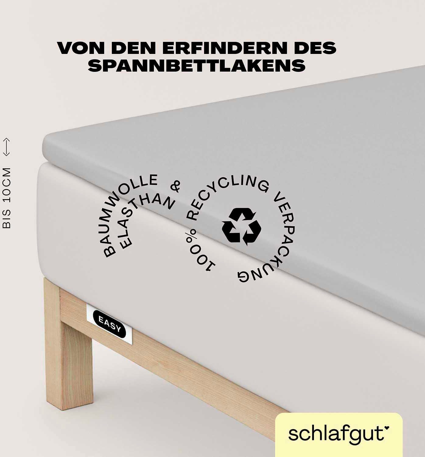 Schlafgut Spannbettlaken EASY Jersey Elasthan Topper, Jersey, Gummizug: rundum, (1 Stück), MADE IN GREEN by OEKO-TEX®