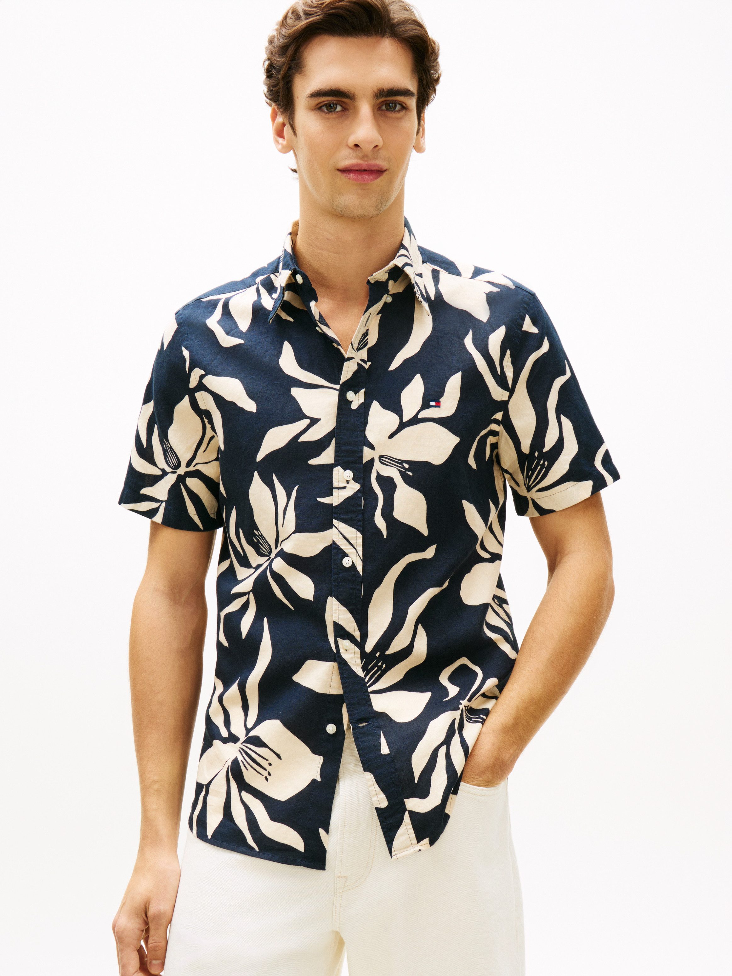 Kurzarmhemd LINEN BLEND FLOWER PRINT