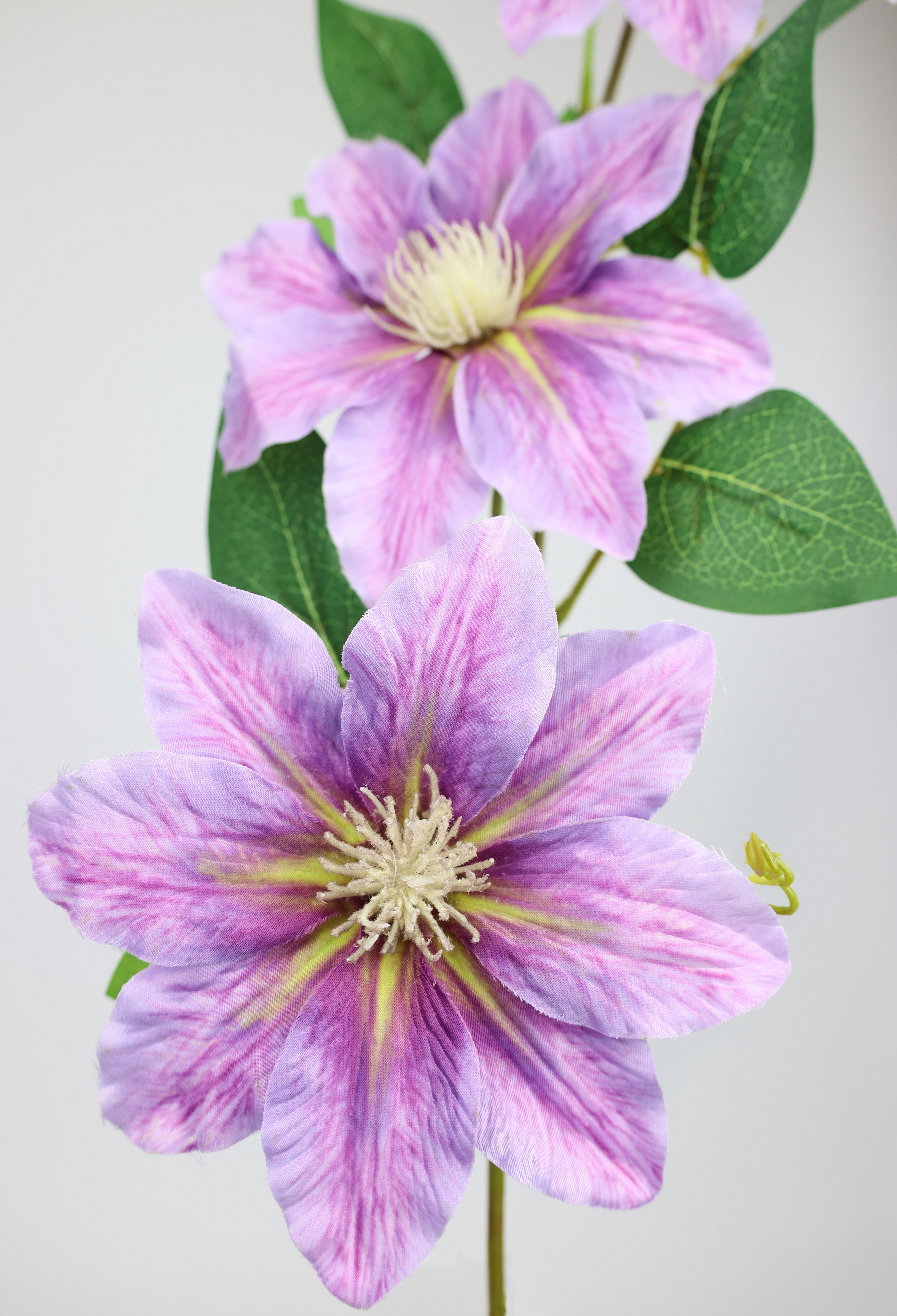 Kunstblume Clematisranke Waldrebe, I.GE.A., Höhe 80 cm, Zweig Einzelblume Stielblume, 2er Set