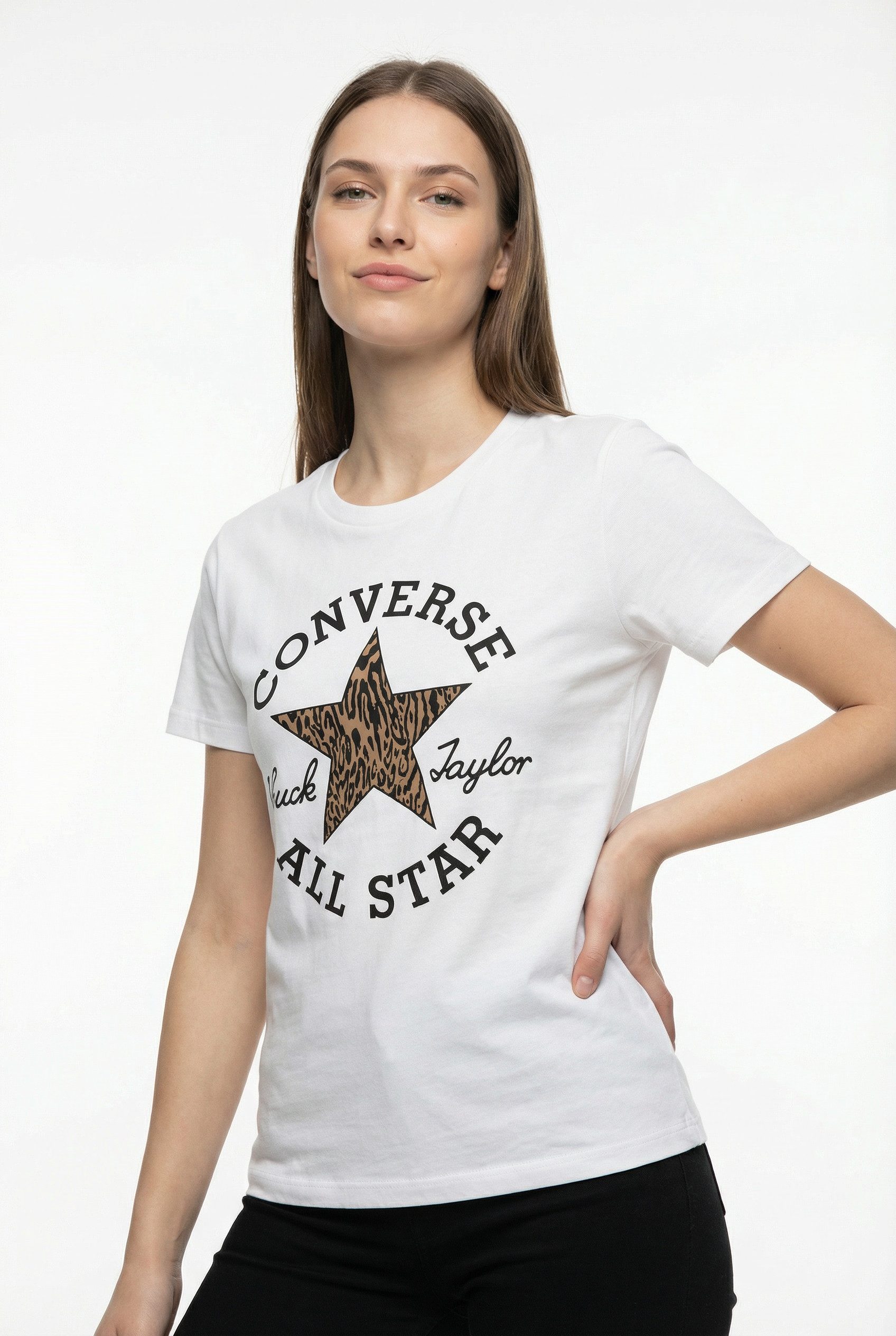 Converse T-Shirt ANIMAL PRINT INFILL TEE Kurzarmdesign, aus Baumwolle, in den Größen XS bis XXL