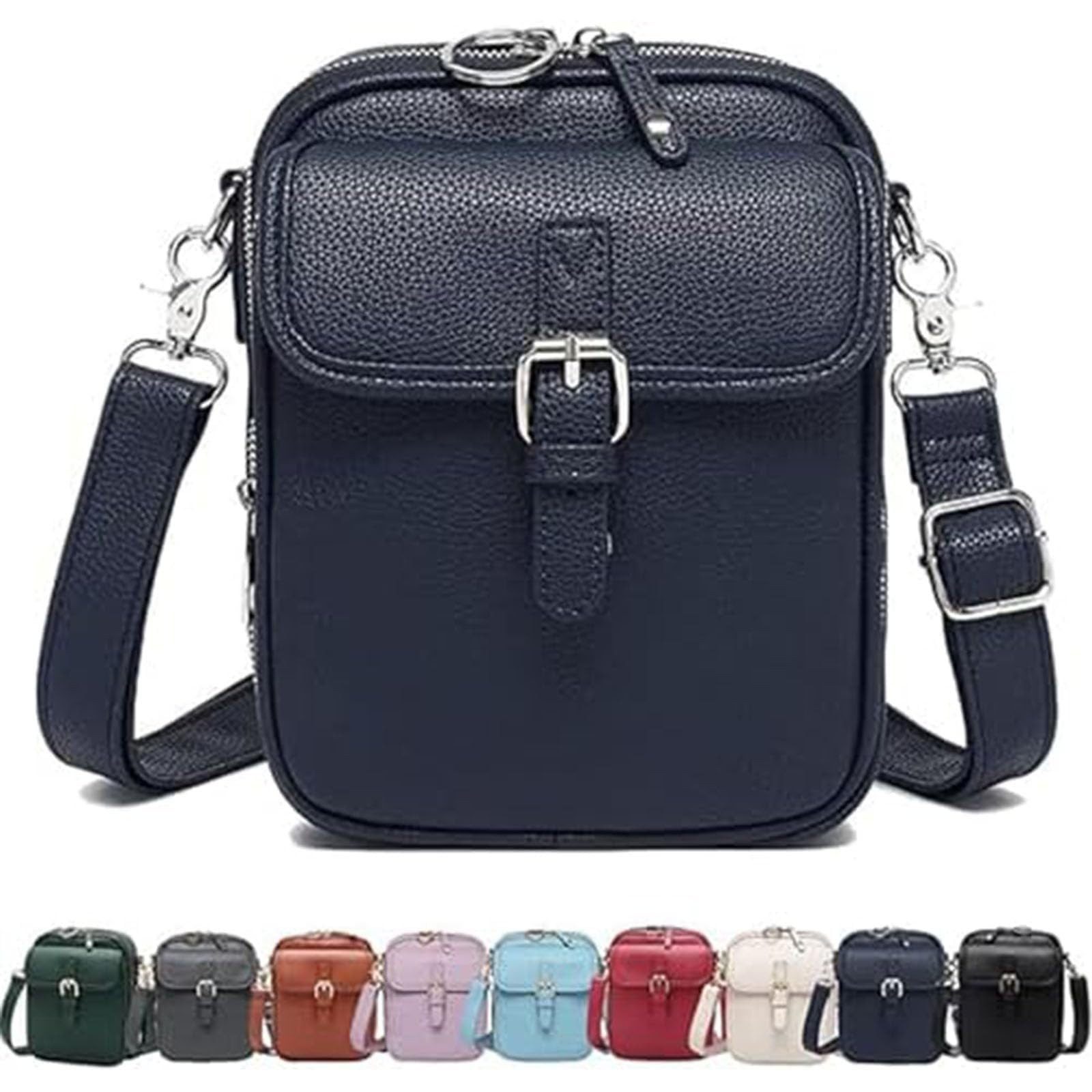Oemmn Schultertasche Damen-Umhängetasche aus echtem Leder, geräumige Diebstahlschutz-Tasche, Schultertasche mit integrierten Kartenfächern