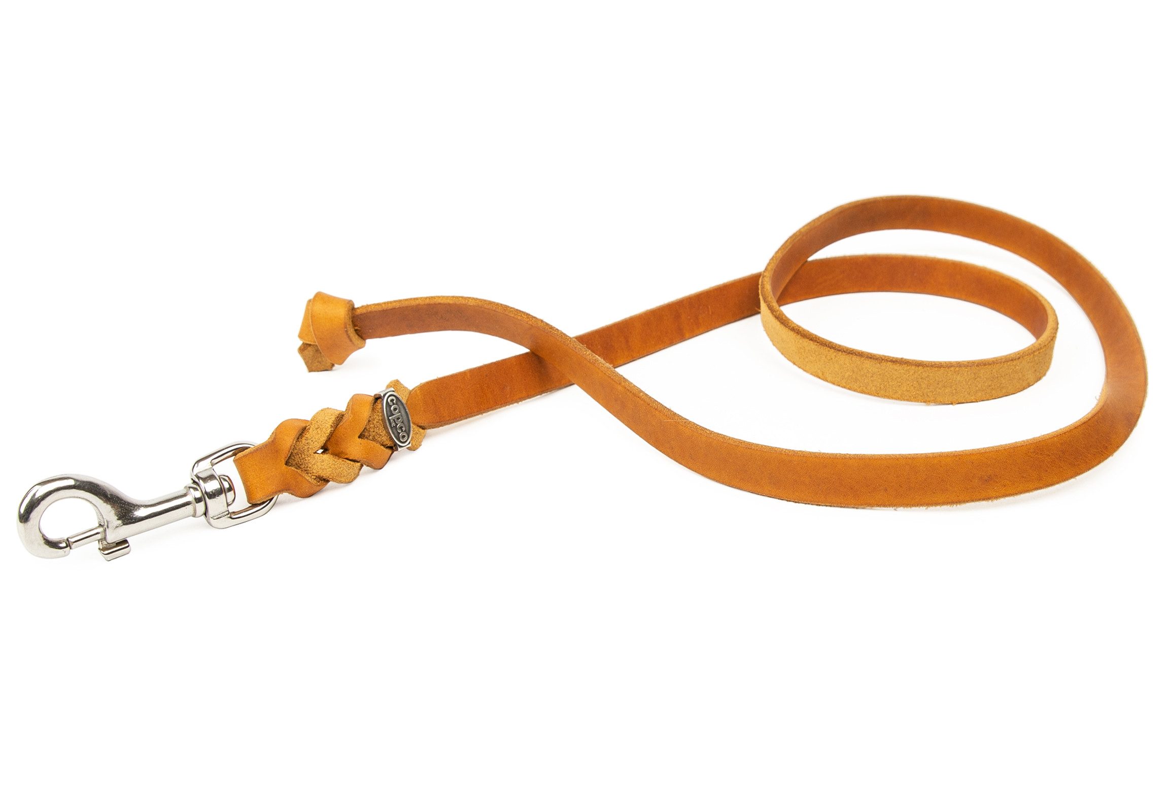 CopcoPet Hundeleine Lederleine ohne Handschlaufe Verchromt, Leder