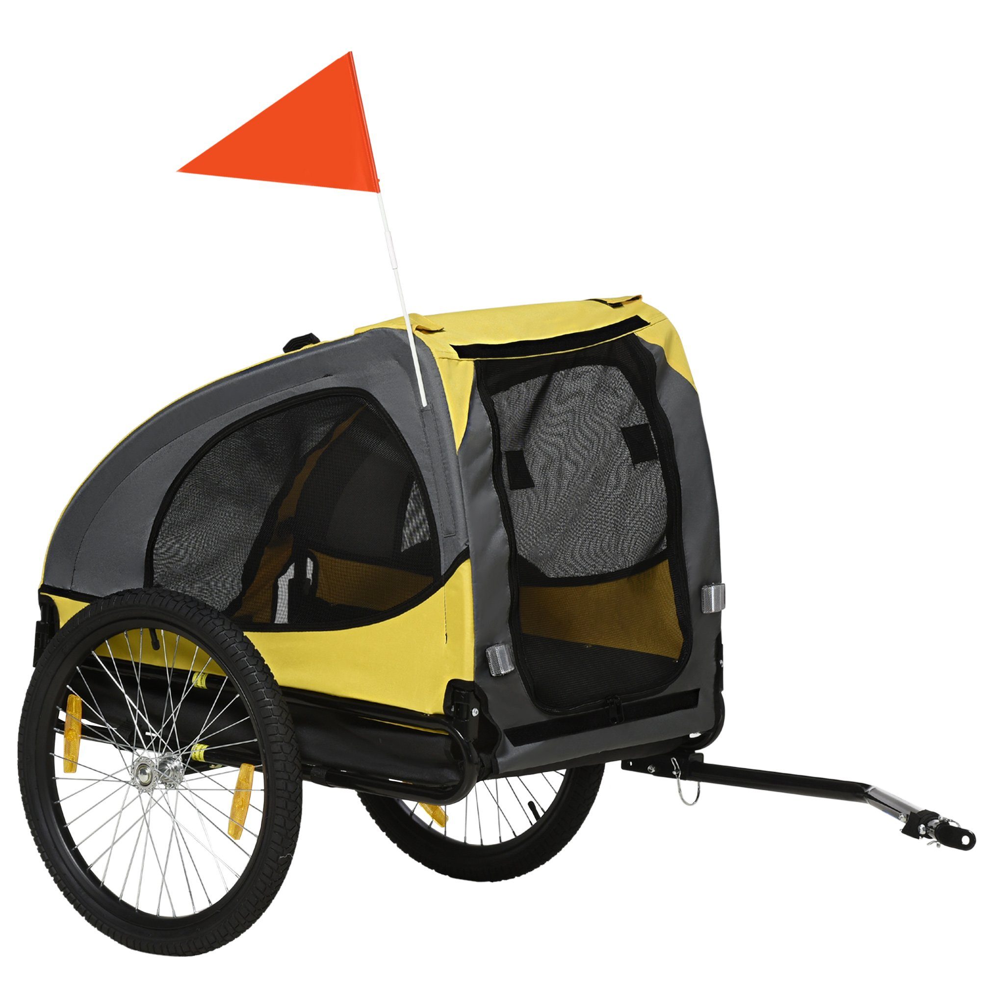 PawHut Fahrradhundeanhänger Hundeanhänger mit Universalkupplung, für Garten, Balkon, Gelb