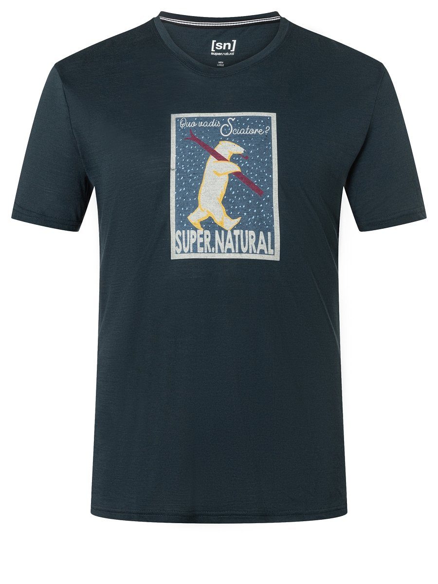 SUPER.NATURAL Print-Shirt Merino T-Shirt M SCIATORE TEE funktioneller Merino-Materialmix