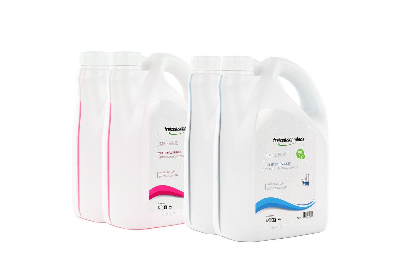freizeitschmiede Freizeitschmiede Set Simple Blue + Rinse Toiletten Zusatz je 4L Campingtoilettenreiniger (Frischer Duft, Verhindert Ablagerungen)