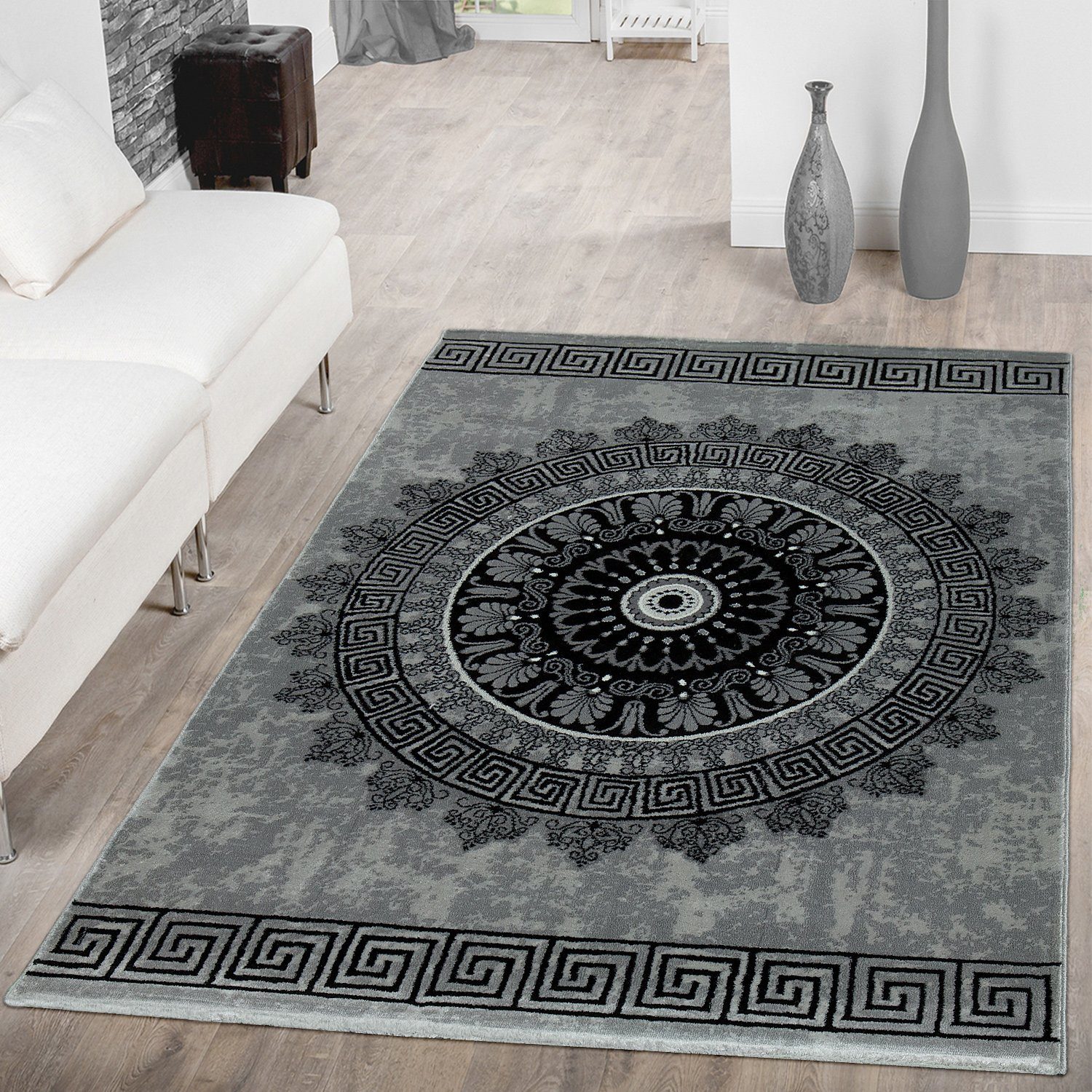 Teppich Kurzflor Teppich Orient Stil Meliert Bordüre, TT Home, rechteckig,  Höhe: 15 mm, maschinell gewebt