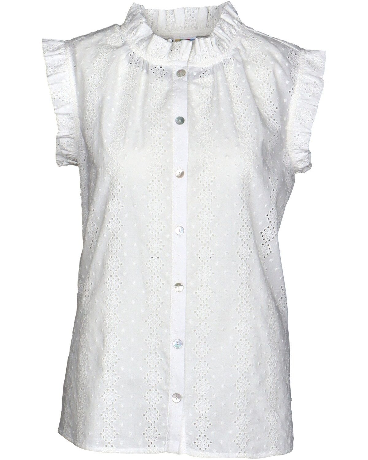 Berwin Trachtenbluse Ärmellose Bluse mit Rüschen