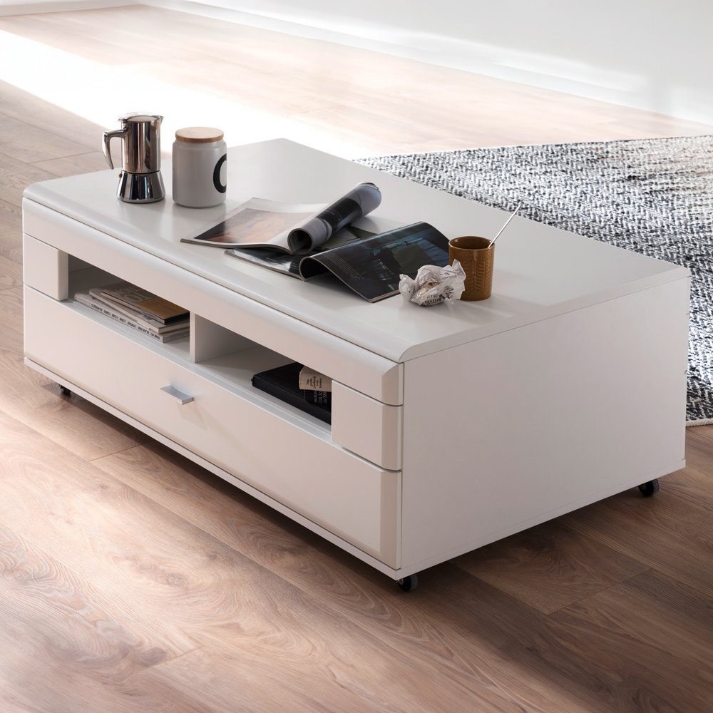 Schublade, ALIA-05, Lomadox 115 modern, Wohnzimmertisch, mit Tisch Couchtisch matt, cm, weiß