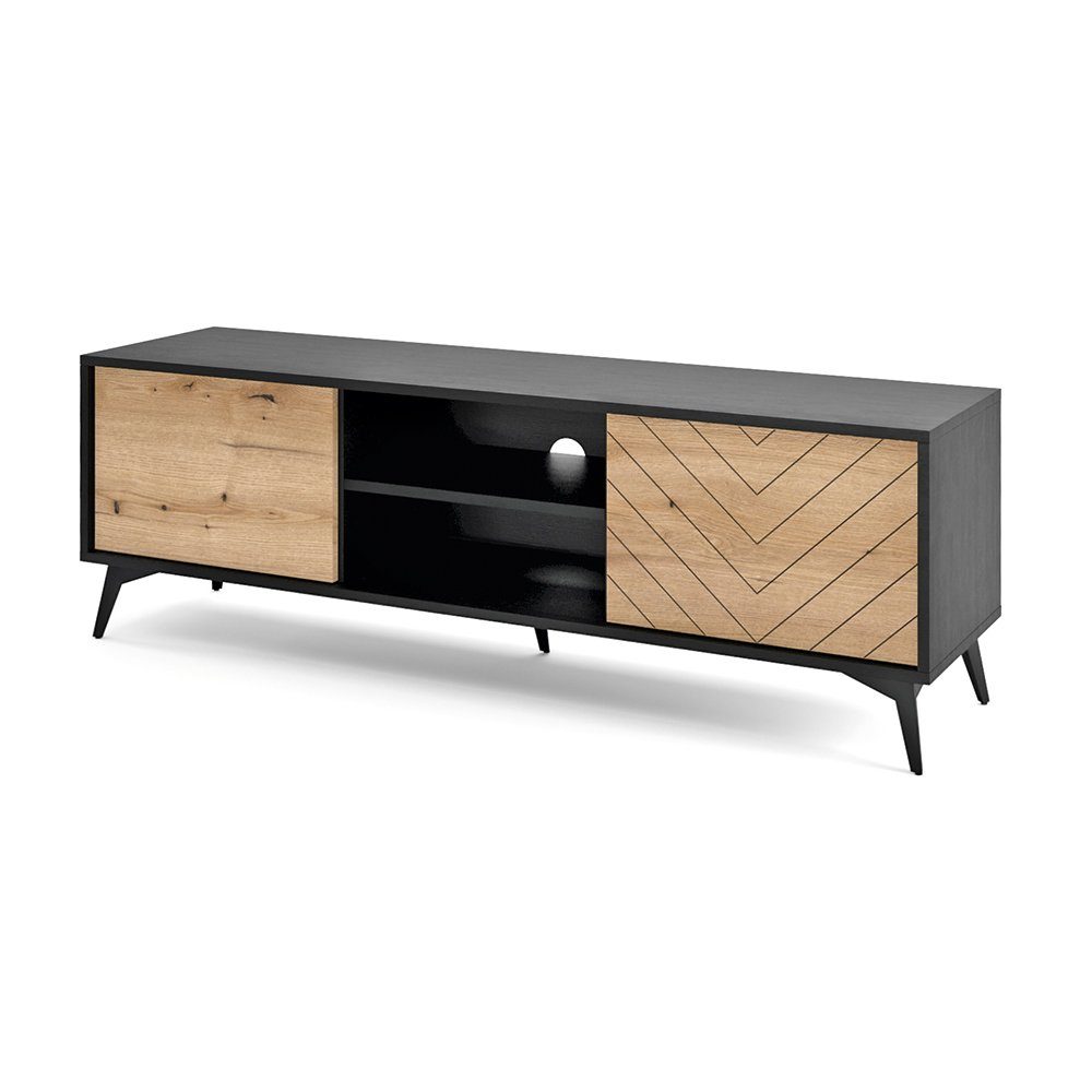 Lomadox Lowboard DALE-160, Fernsehschrank Wohnzimmer schwarz günstig online kaufen
