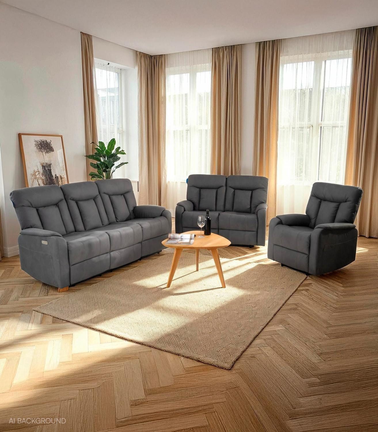 Femo Trade Relaxsessel FM-3215, Anthrazit, Mikrofaser, USB-Anschluss, 1-motorig, elektrische Relaxfunktion, B 79 x H 100 x T 93 cm