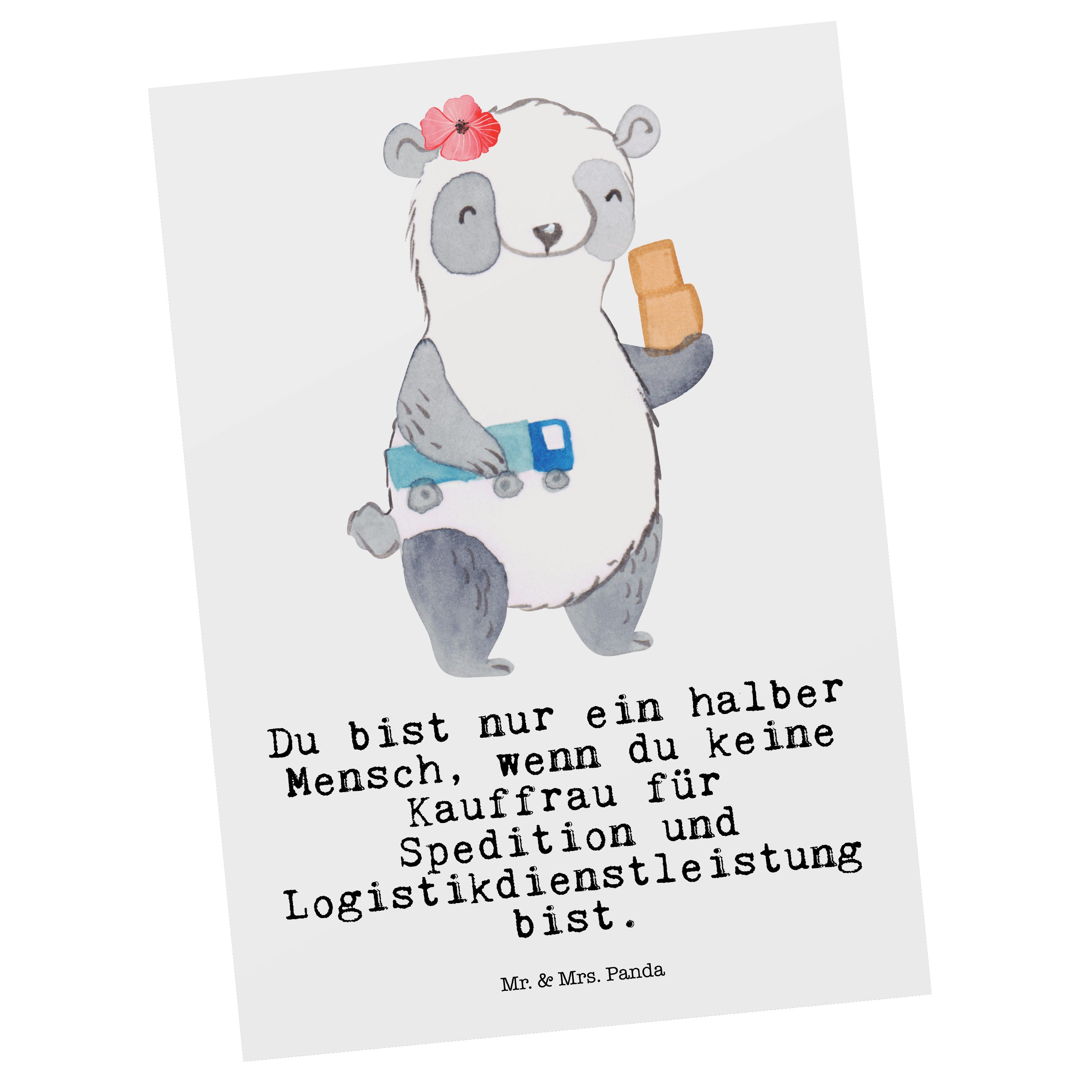 Mr. & Mrs. Panda Postkarte Kauffrau für Spedition und Logistikdienstleistung mit Herz - Weiß - G