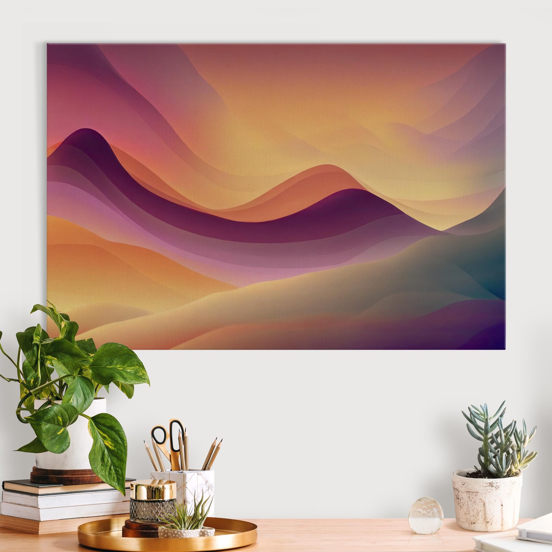 Bilderdepot24 Leinwandbild Akustikbild Abstrakt Modern Abendlicher Farbverlauf Akustik Bilder, Abstrakt (Wandbild im Leinwandstil mit 4 cm Keilrahmen für bessere Raumakustik), reduziert störenden Nachhall & Echos in Wohnzimmer Schlafzimmer Küche