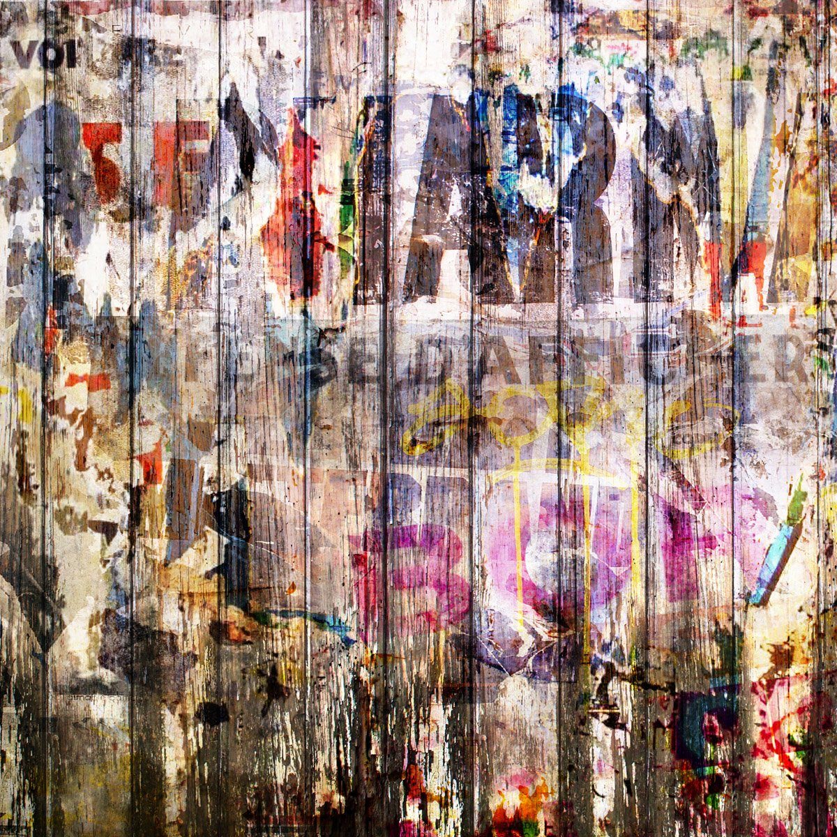 Wallario Möbelfolie Bemalte Holzplanken mit alter Schrift