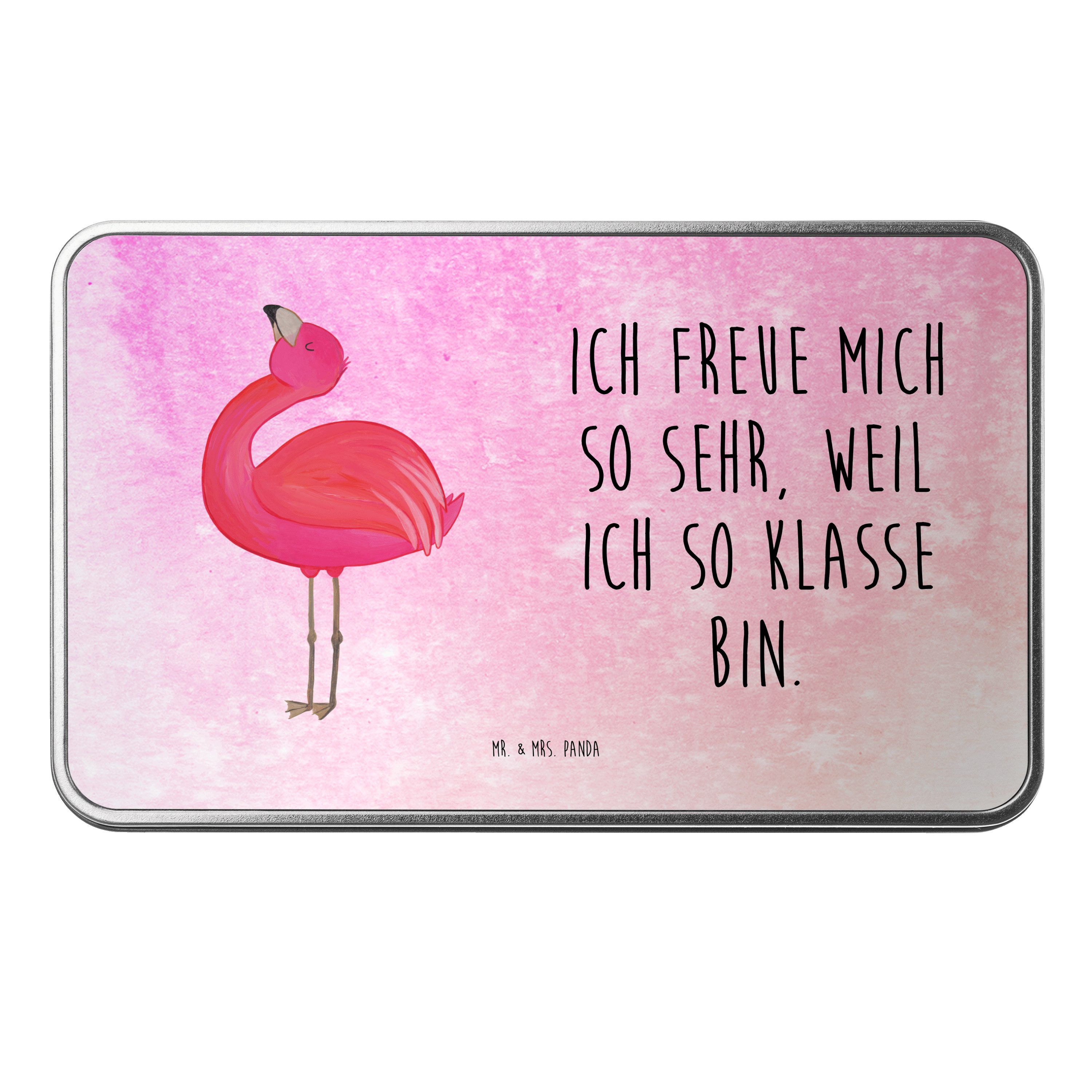 Mr. & Mrs. Panda Dose Flamingo Stolz, Aufbewahrungsbehälter, Aquarell Pink, Freundin, Vorra (Packung), pralinendose Universaldose kräuterdose
