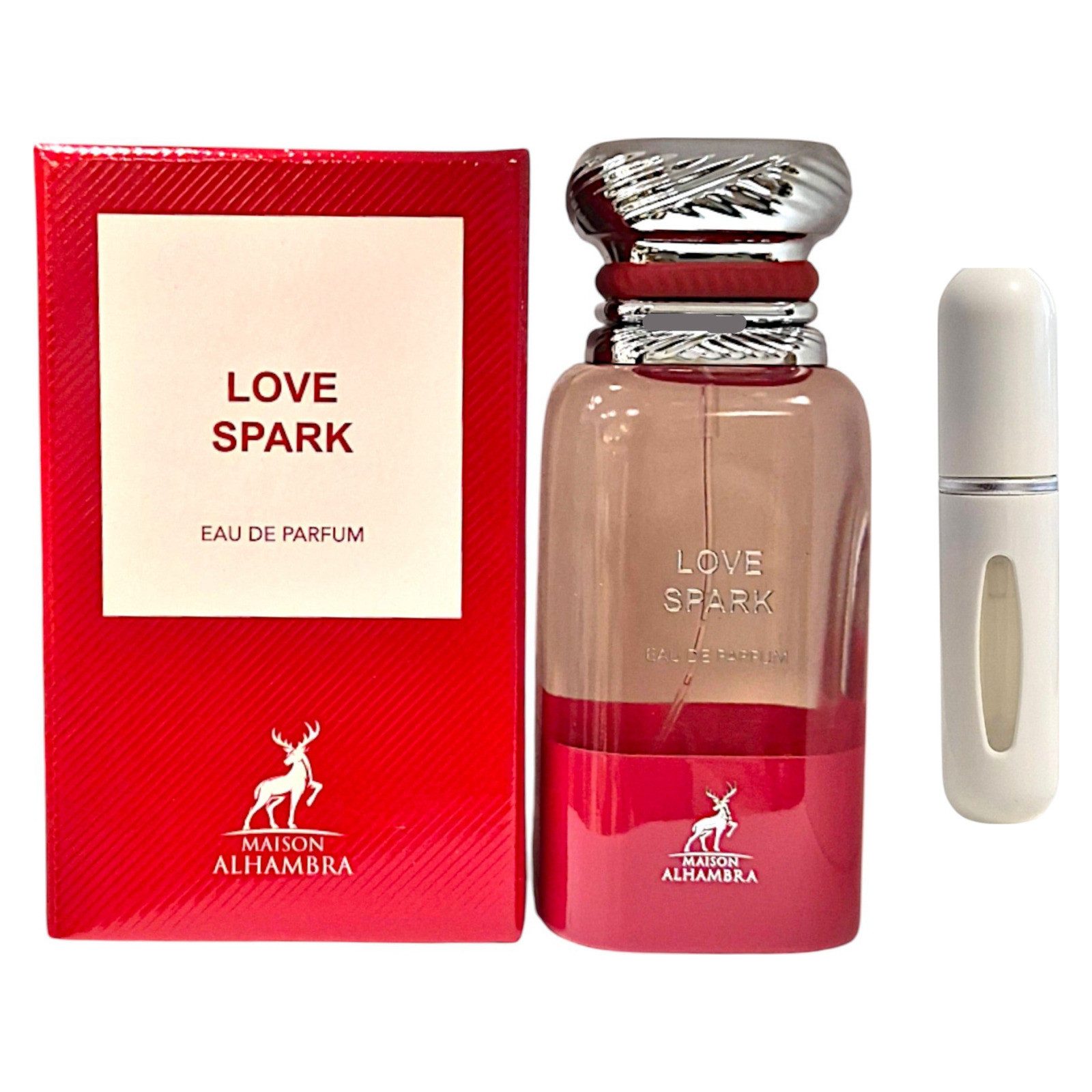 Maison Alhambra Duft-Set Love Spark EDP 80ml + Parfümzerstäuber (leer)
