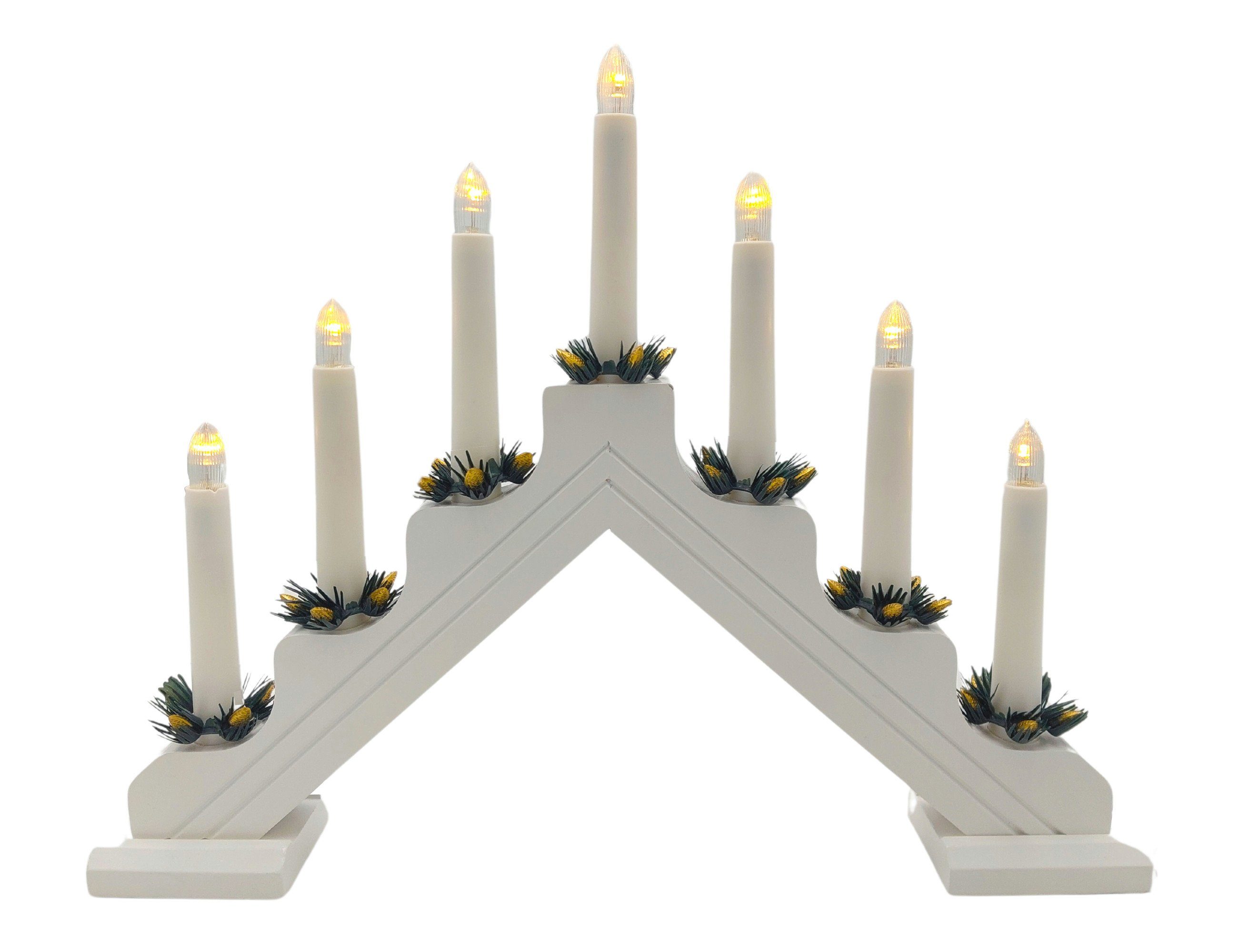 BURI LED Lichterbogen LED Lichterbogen Schwedenleuchter weiß Schwibbogen Holz Fensterbogen, aus Holz