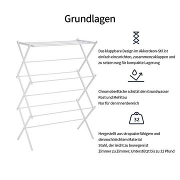 DOPWii Wäscheständer Zusammenklappbarer und einziehbarer Trockenständer, 3-stufiger Trockenständer, 36,5*74,5*105,5cm