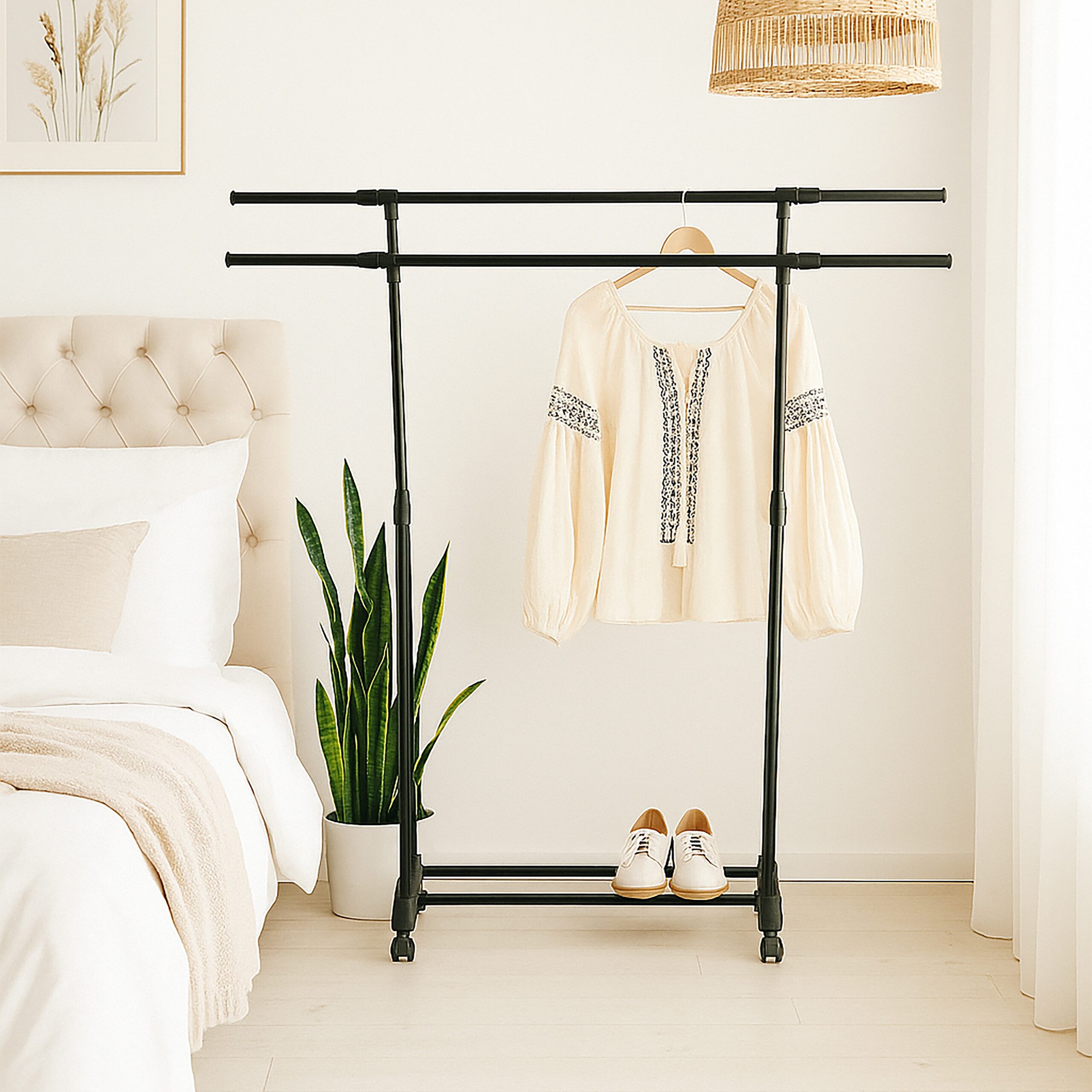 relaxdays Kleiderständer Rollen Doppelstange günstig online kaufen