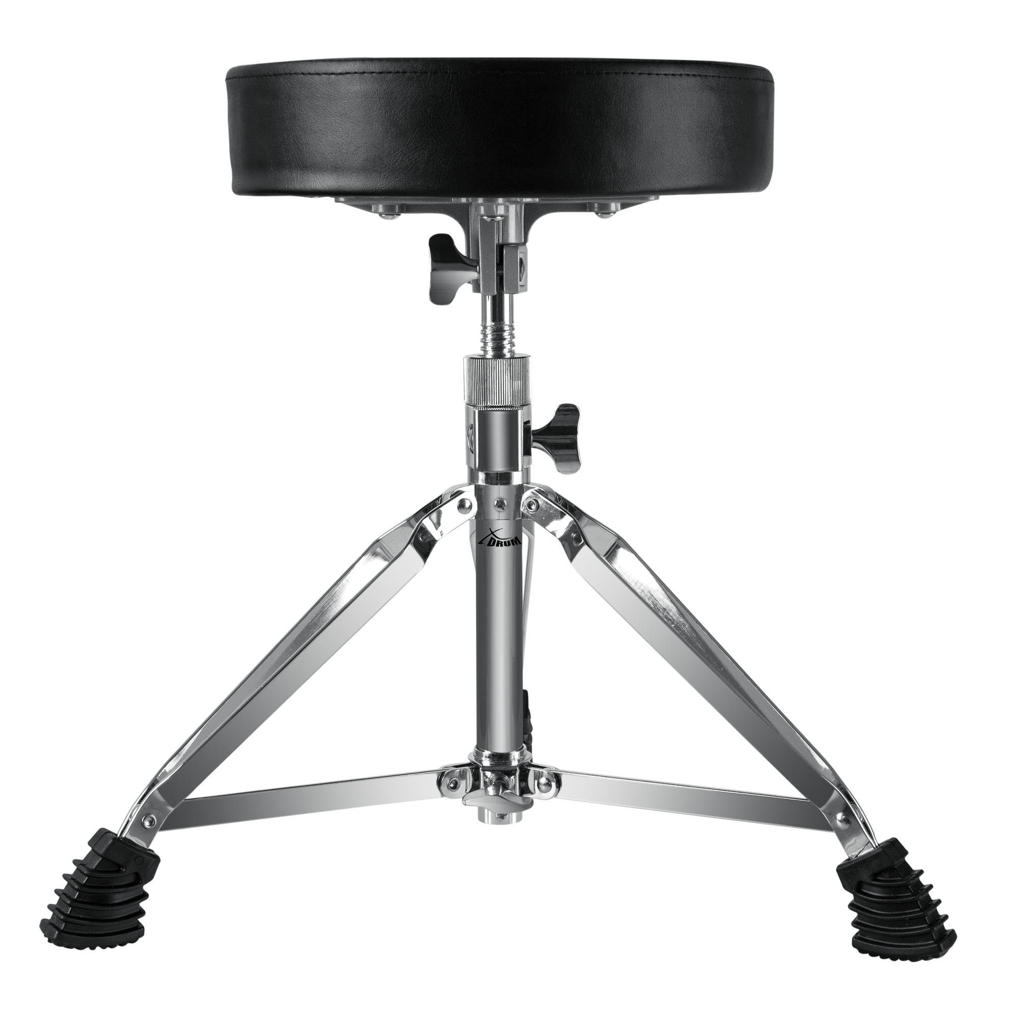 XDrum Schlagzeughocker Drumhocker Session (doppelstrebig, Drum Stool mit Gummifüßen) (DHS-1), Höhenverstellbar 47-60 cm