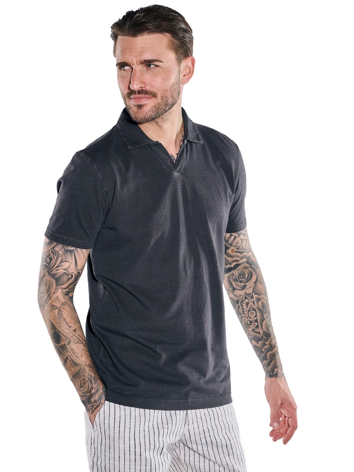 Poloshirt Herren Polo-Shirt meliert, Anthrazit