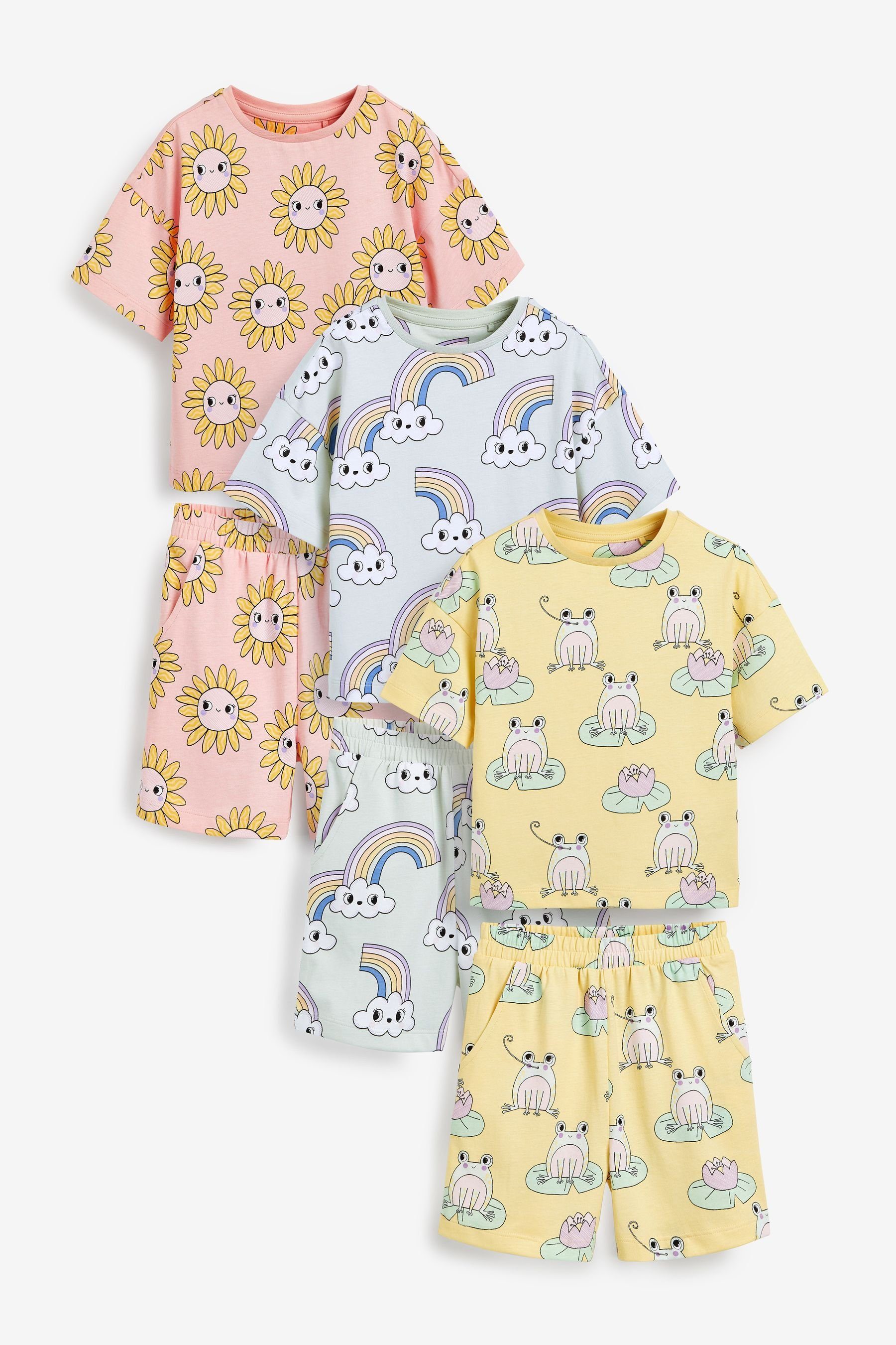 Kinder Mädchen (Gr. 50 - 92) Next Pyjama Kurzer Schlafanzug im 3er-Pack (6 tlg)