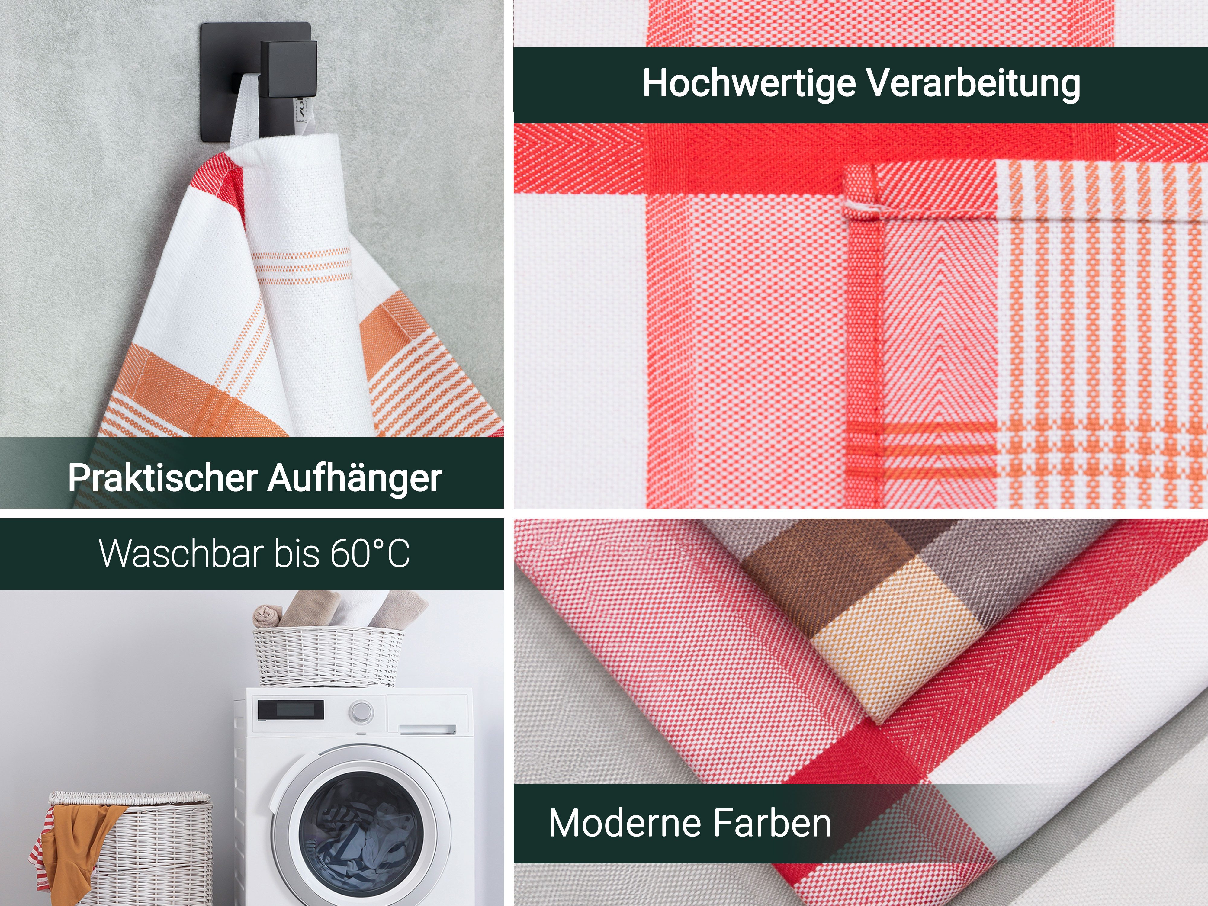 ZOLLNER Geschirrtuch, (Spar-Set, 4-tlg), 50 x 70 cm, 100% Baumwolle, vom Hotelwäschespezialisten