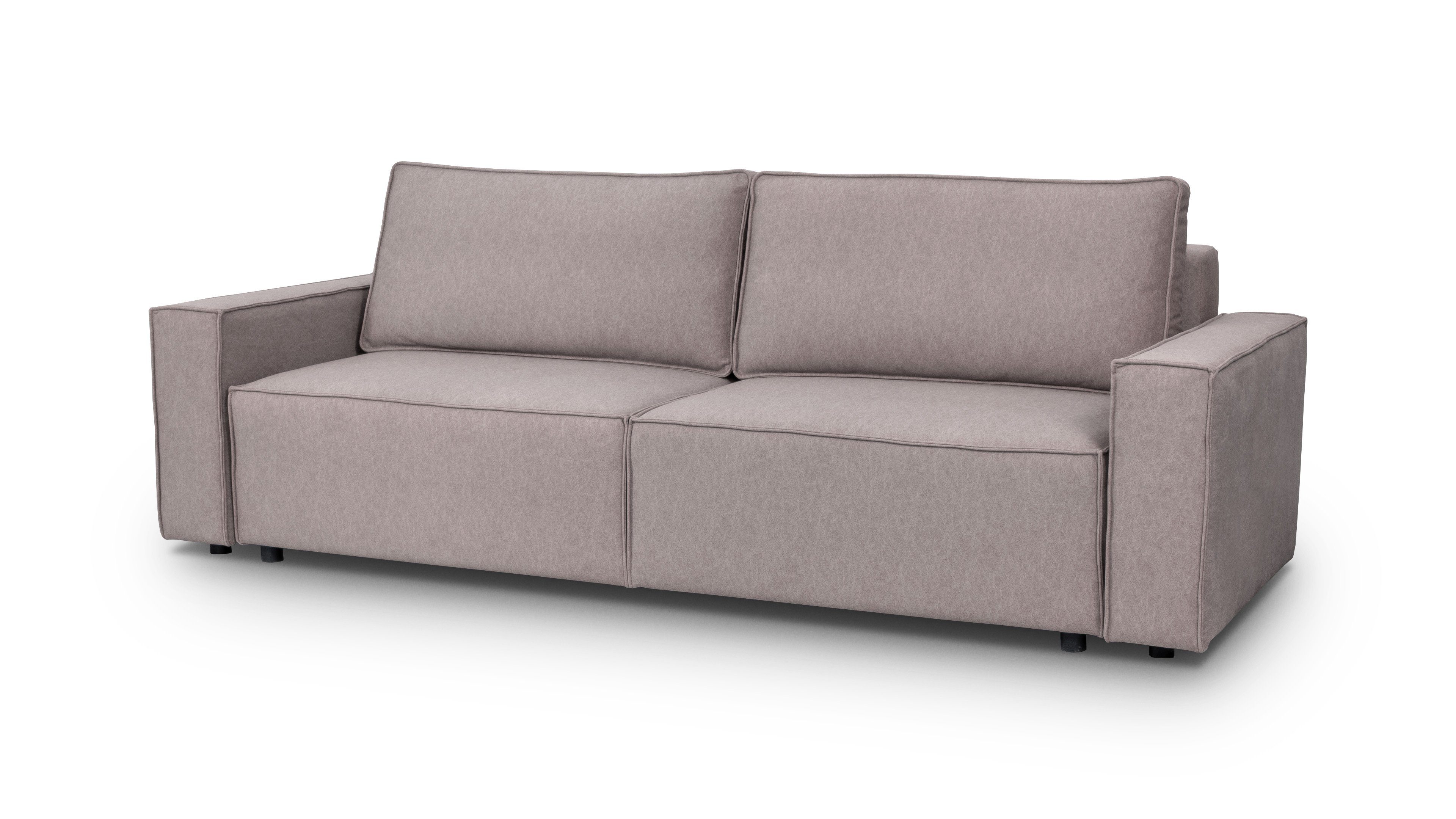 bequemes Sofa Dreisitzer-Sofa mit - modernes 3-Sitzer Minimalistisches Sofa Schlaffunktion Armando - Bettzeugbehälter Siblo Braun -